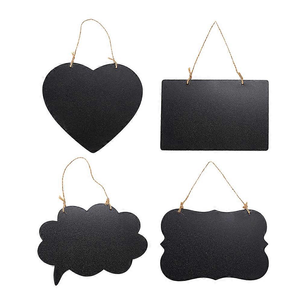 Wood Hanging Message Board Chalkboard Wall Decoration Rectangular 18x12cm Reusable 4Pcs