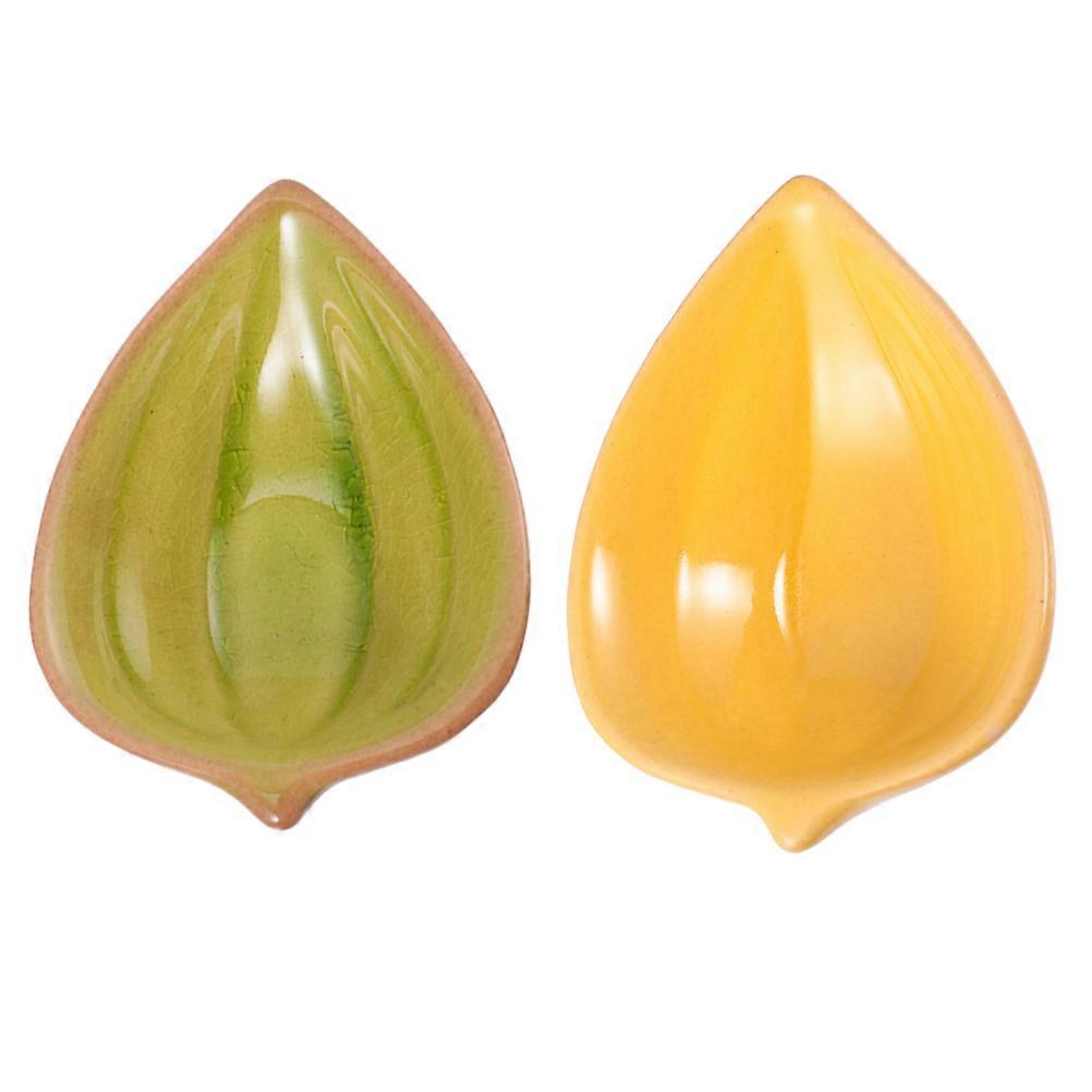 Aromatherapy Ceramic Tray Essential Oil Bowls Office Use Elegant Appearance Green 9.3X7X3.5CM 2Pcs