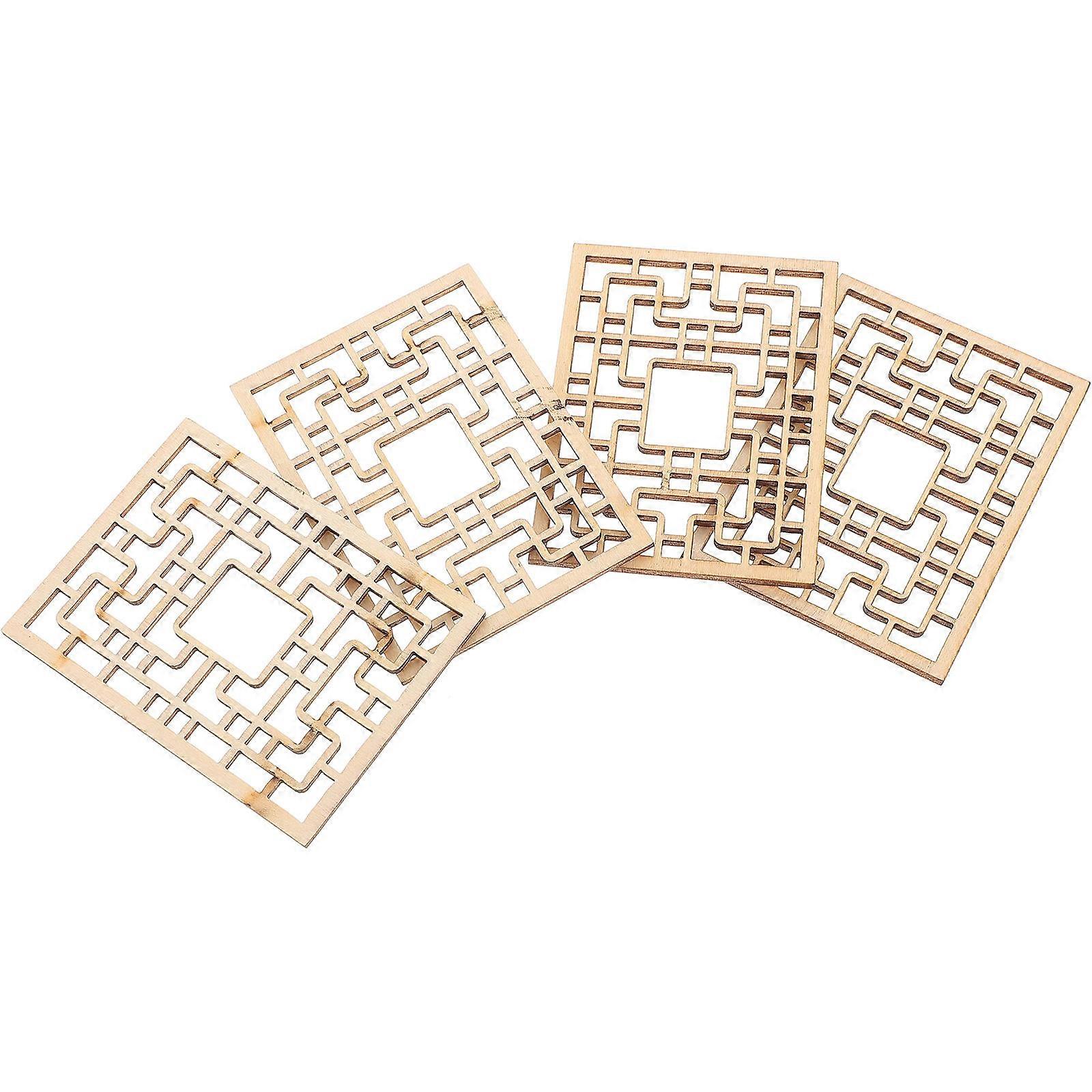4pcs Miniature Wooden Window Models Traditional Chinese Style Dollhouse Accessories for DIY Crafting Sand Table Decoration Enhance Creativity