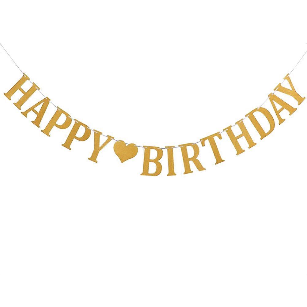 Happy Birthday Colorful Banner Golden Paper Streamer for Photo Taking Events 1Set