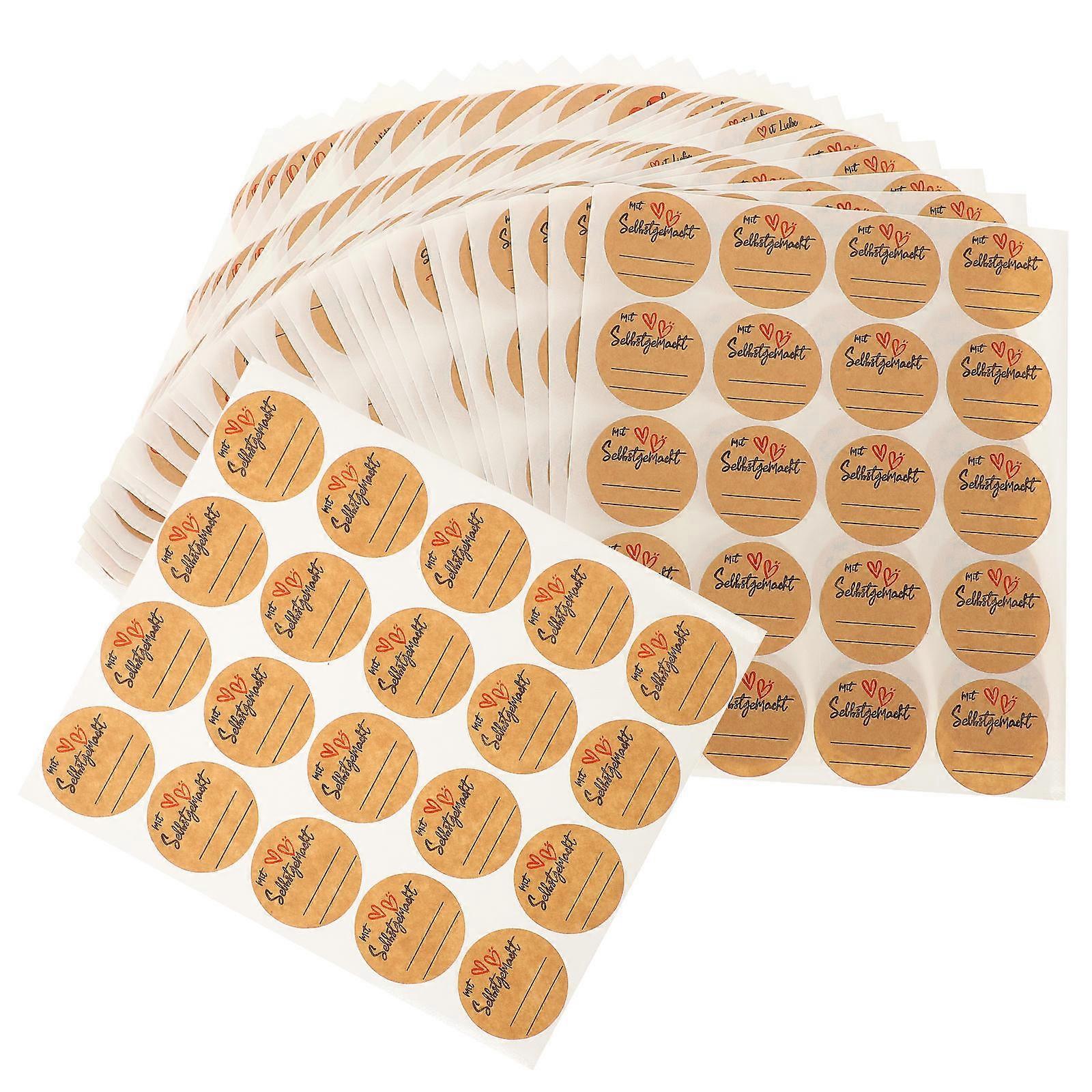 Self-Adhesive Label Home-Made Sticky Labels Notebook Decoration Envelope Decoration 600 Sheets Brown