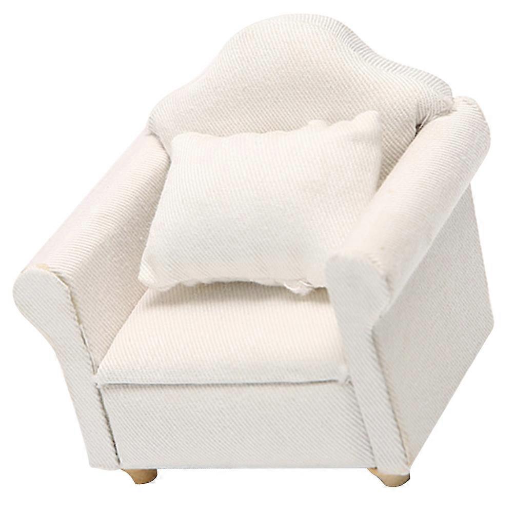 White Fabric Couch Scale Model for Dollhouse Living Room Decoration