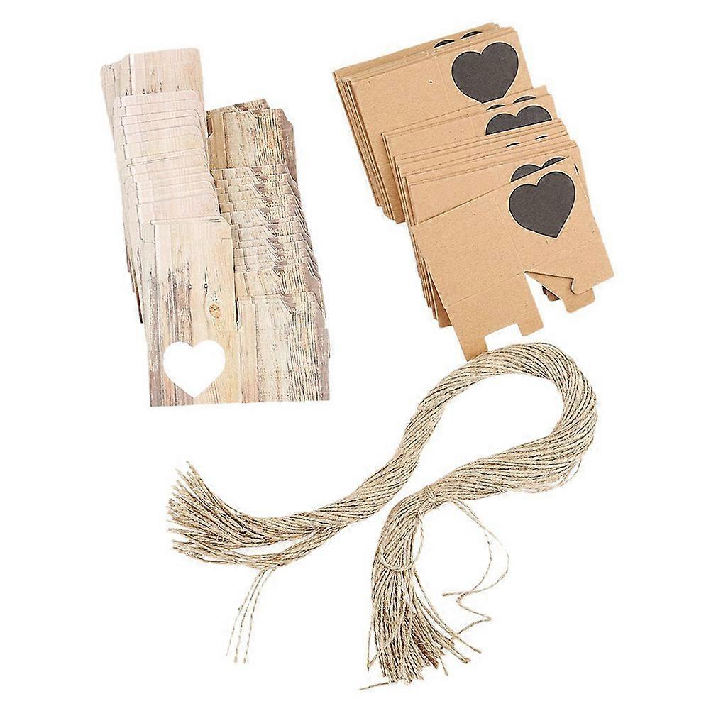Treat Boxes For Sweets Paper Cardboard Boxes Heart Shaped Rustic Style Kraft Paper Material 50Set