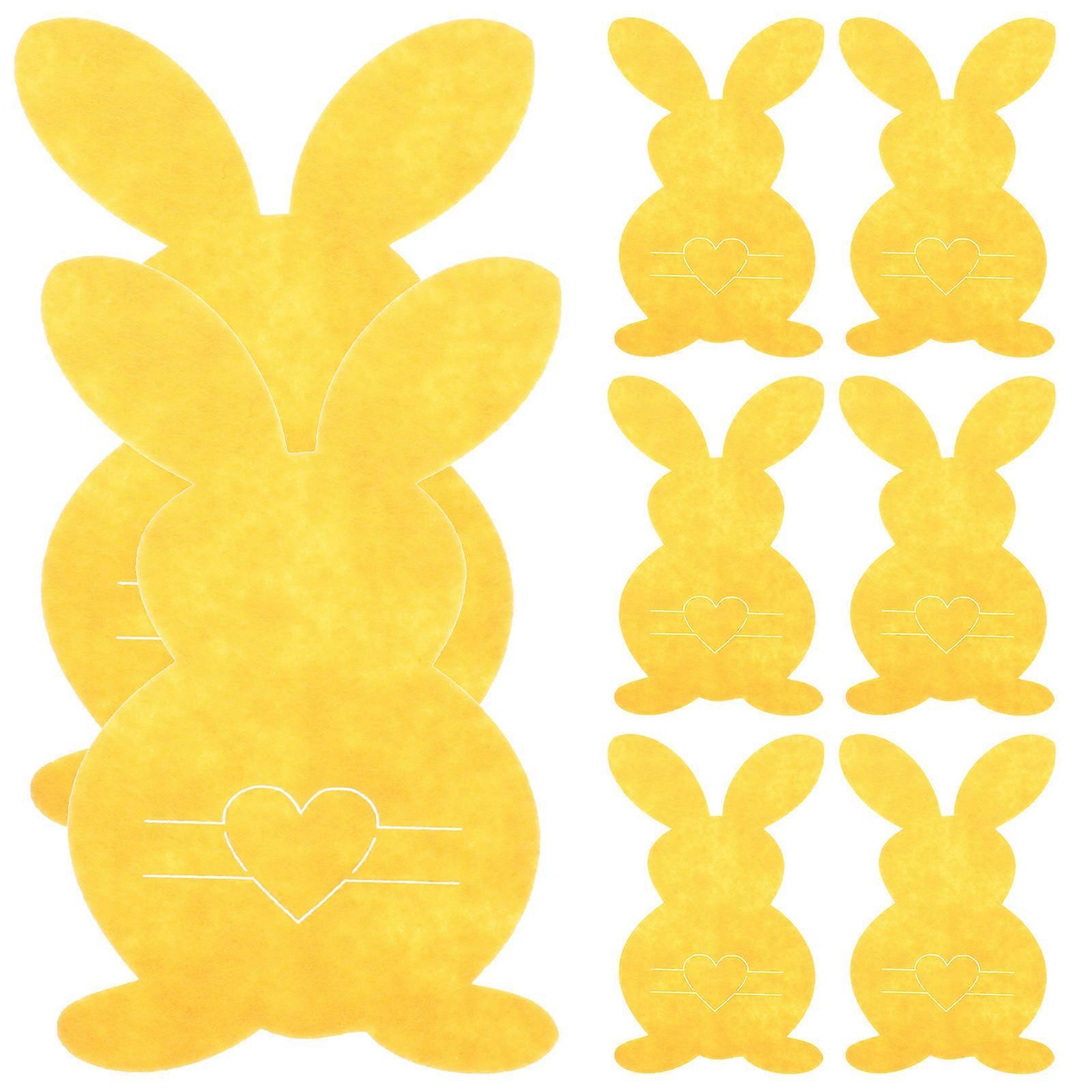 Easter Party Cutlery Holder Rabbit Shaped 15.5x10cm Yellow Non-woven Fabric 8Pcs