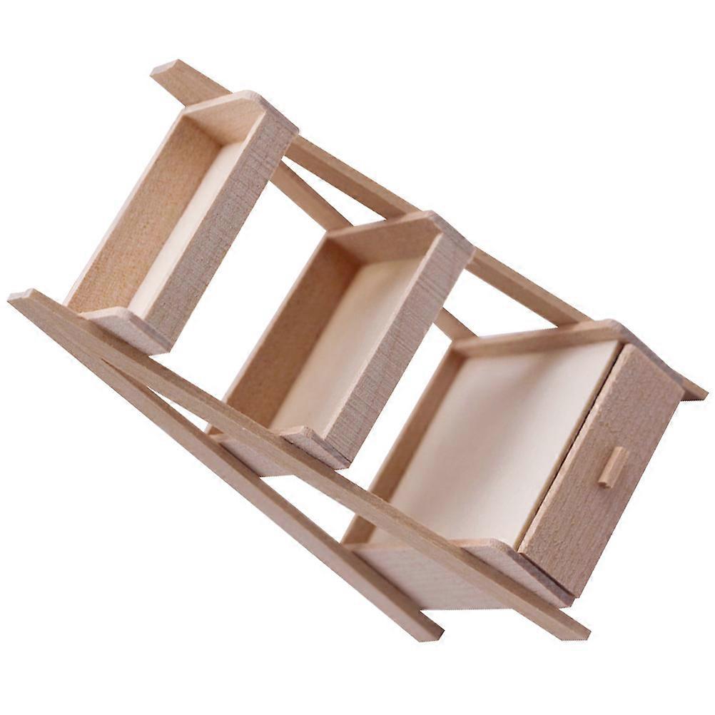 Mini Flower Stand Model Wooden Miniature Flower Stand Dollhouse Mini Furniture Light Yellow Tier Design 1Pcs