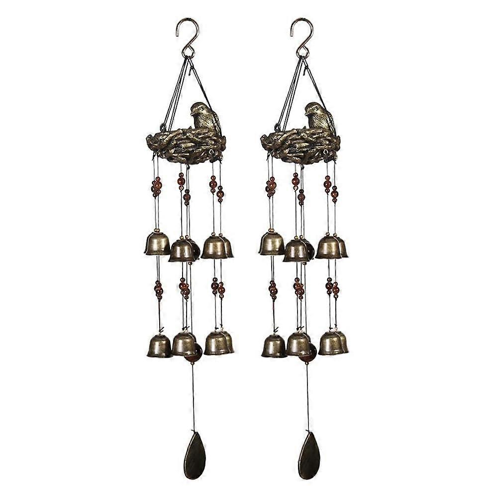 1 piece bird's nest, with 12 pieces bronze bells for garden and home decoration