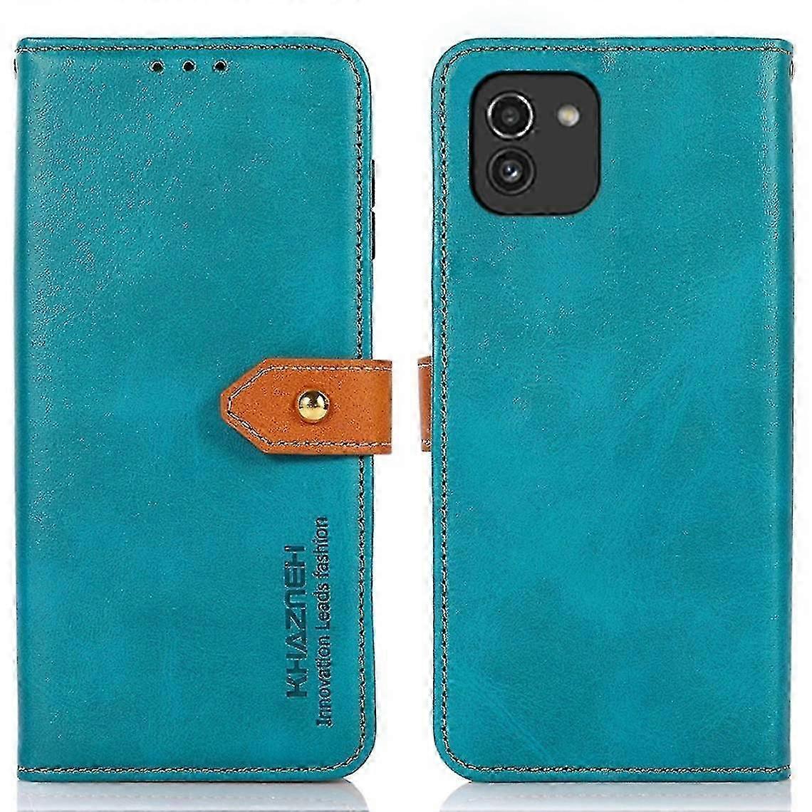 Anti-scratch Pu Case, Magnetic, Golden Clasp With Blue Support For Your Samsung Galaxy A03 (166.5 X 75.98 9.14mm)