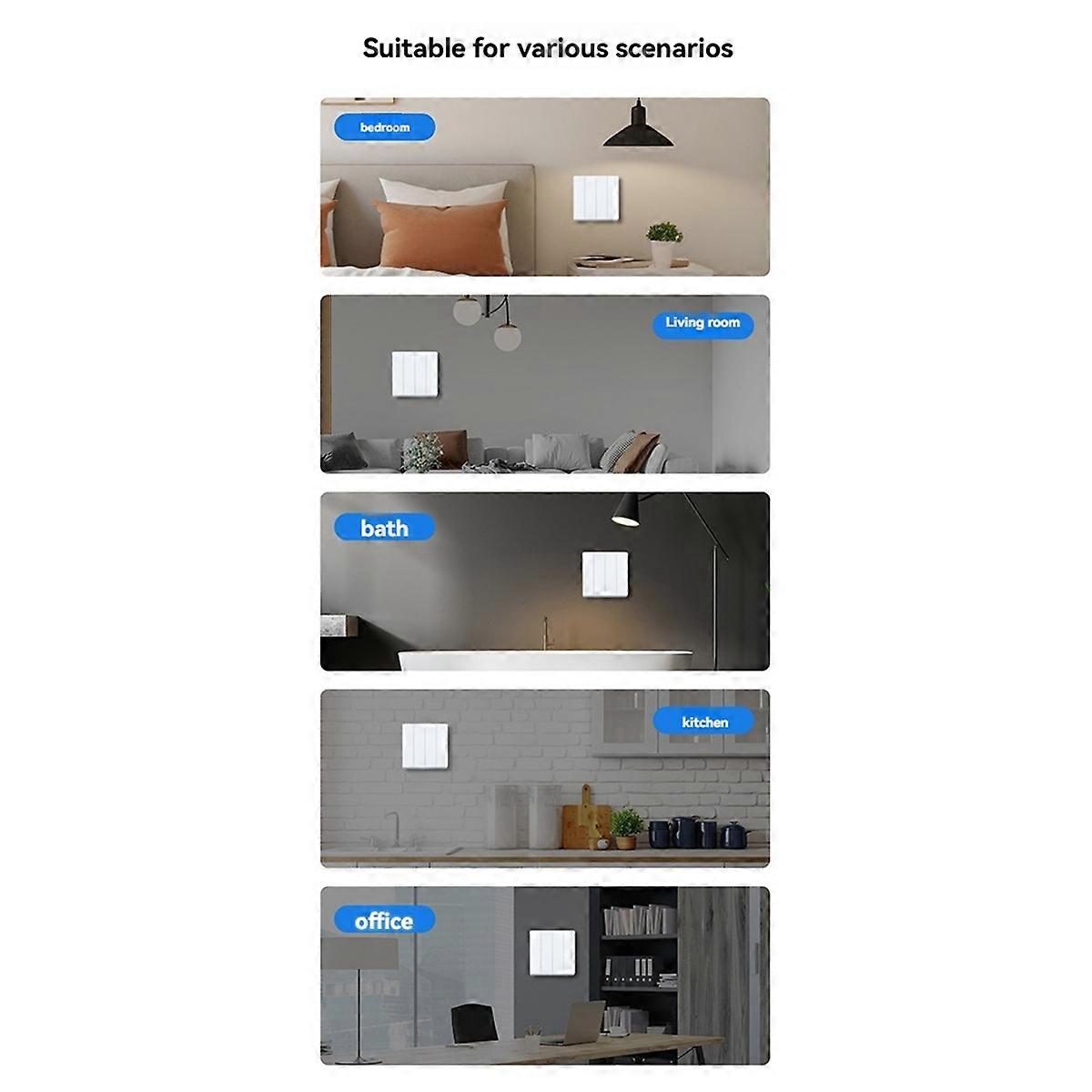 Tuya ZigBee 4-Gang Smart Switch Single Zero Fire Universal 86 Type Wireless Switch Work with Home A