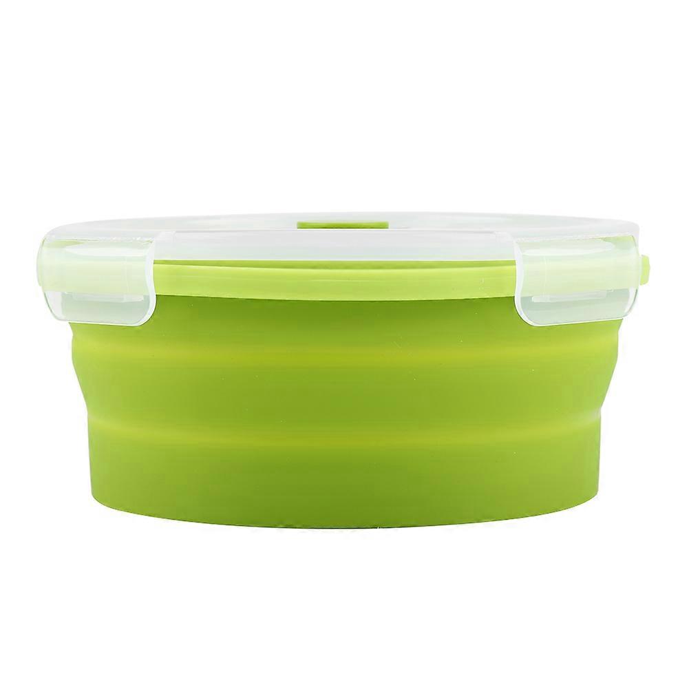 800ml Round Silicone Bento Box, Foldable, Microwaveable (Light Green)