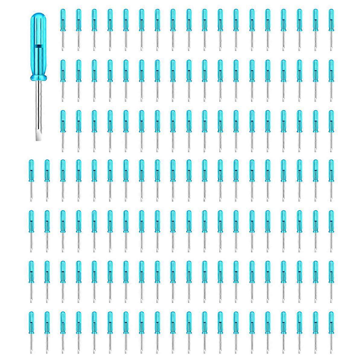 100 PCS Mini Slotted Screwdriver, 2.0mm Flat Head 45mm Length