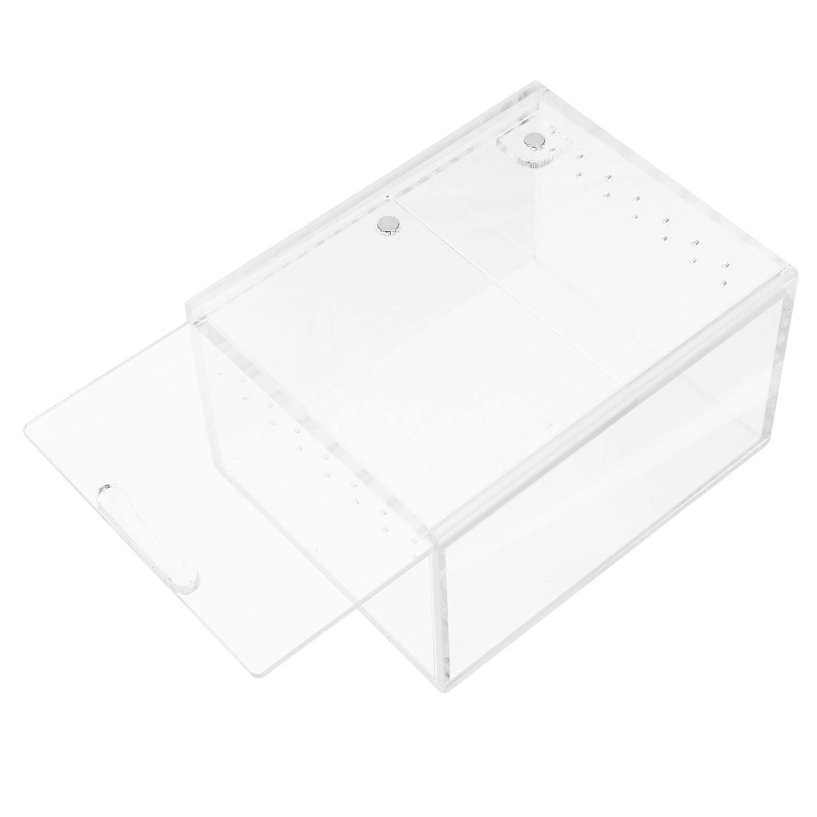 Mini Terrarium Acrylic Reptile Box Terrarium Transparent Pet Reptile Breeding Case Container Escape Prevention 1Set