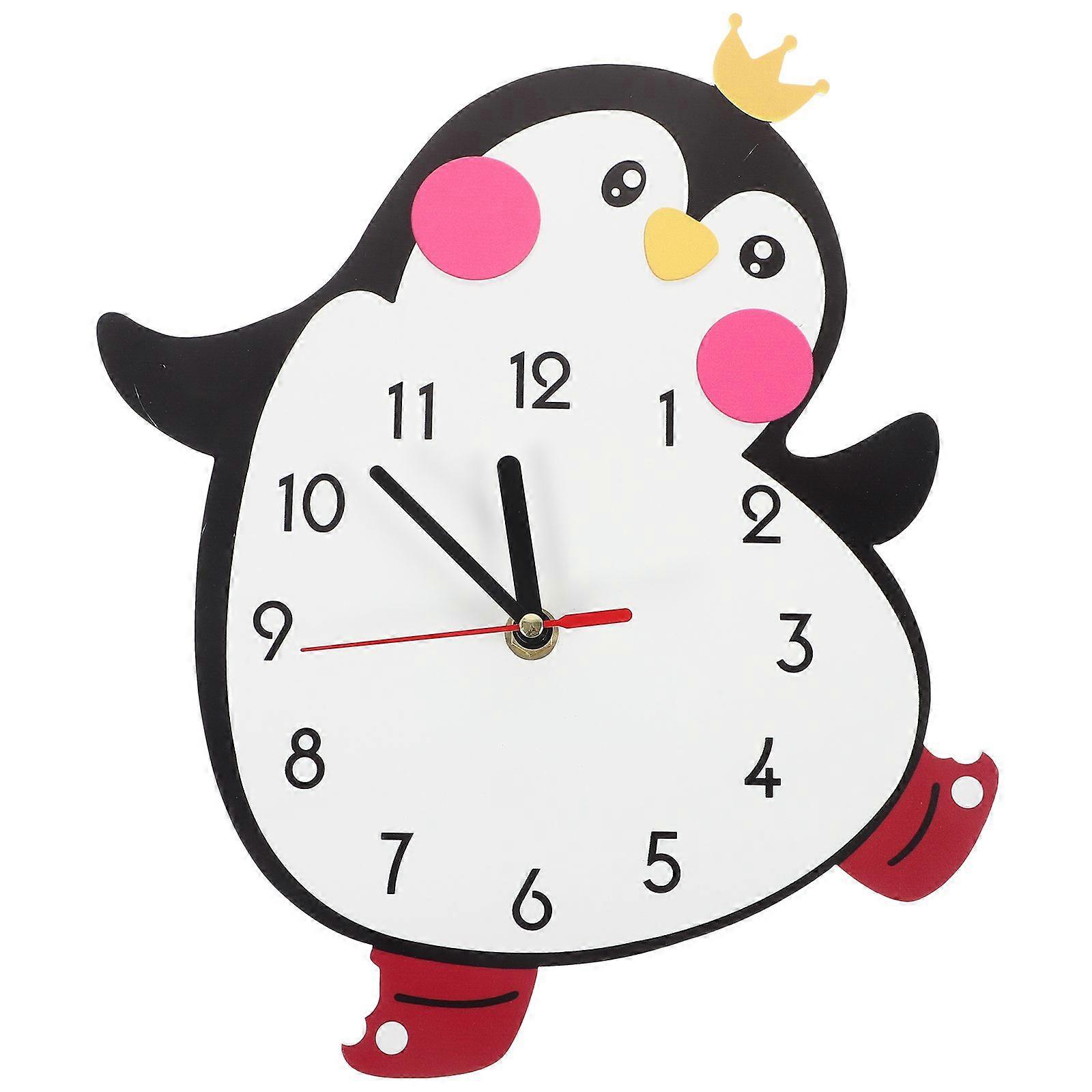 Household Clock Wall Hanging Clock Penguin Shaped Clock Bedroom Wall Clock