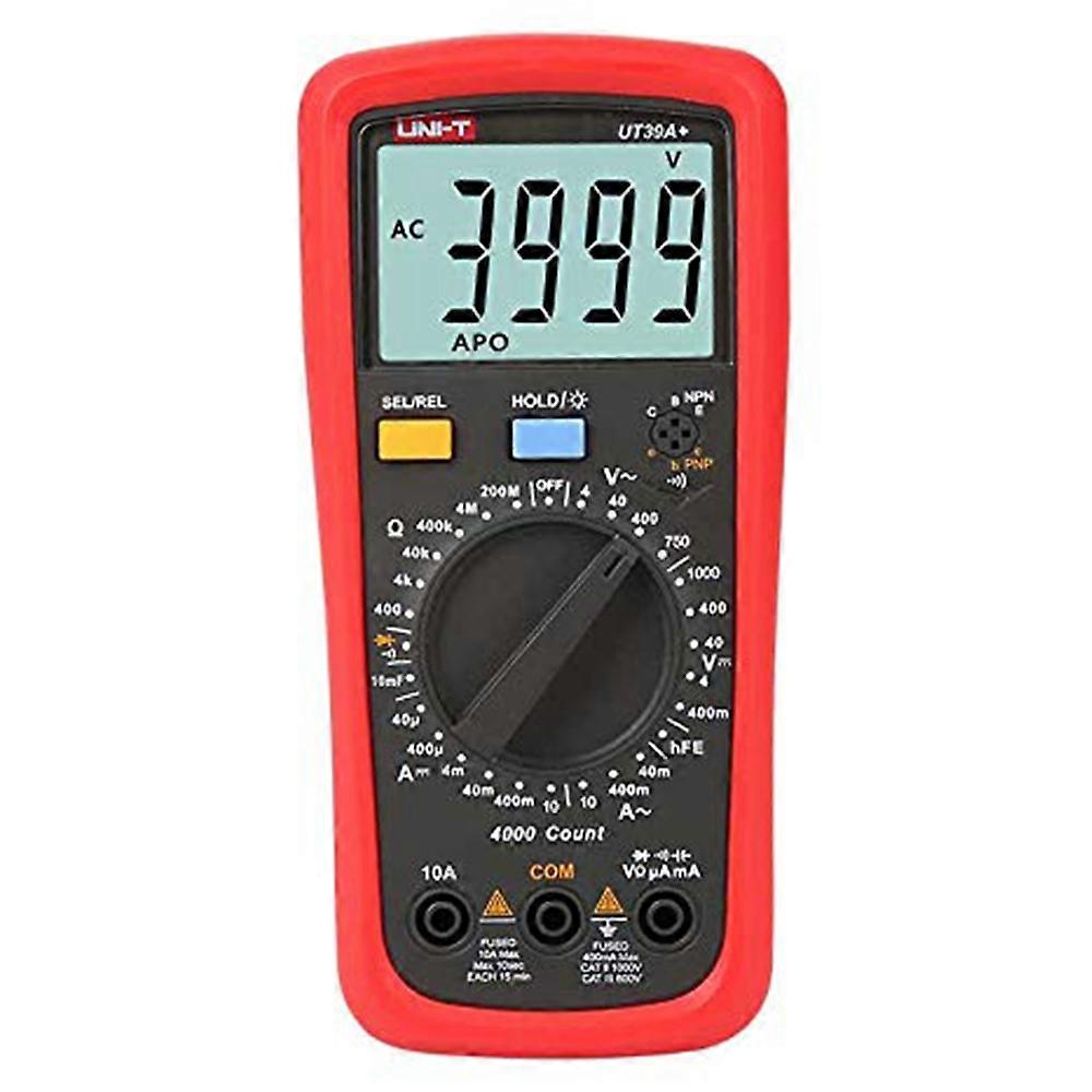 UNI-T UT39A+ Digital Multimeter Tester with LCD Backlight Manual Range AC DC Voltage Current Amp Tra