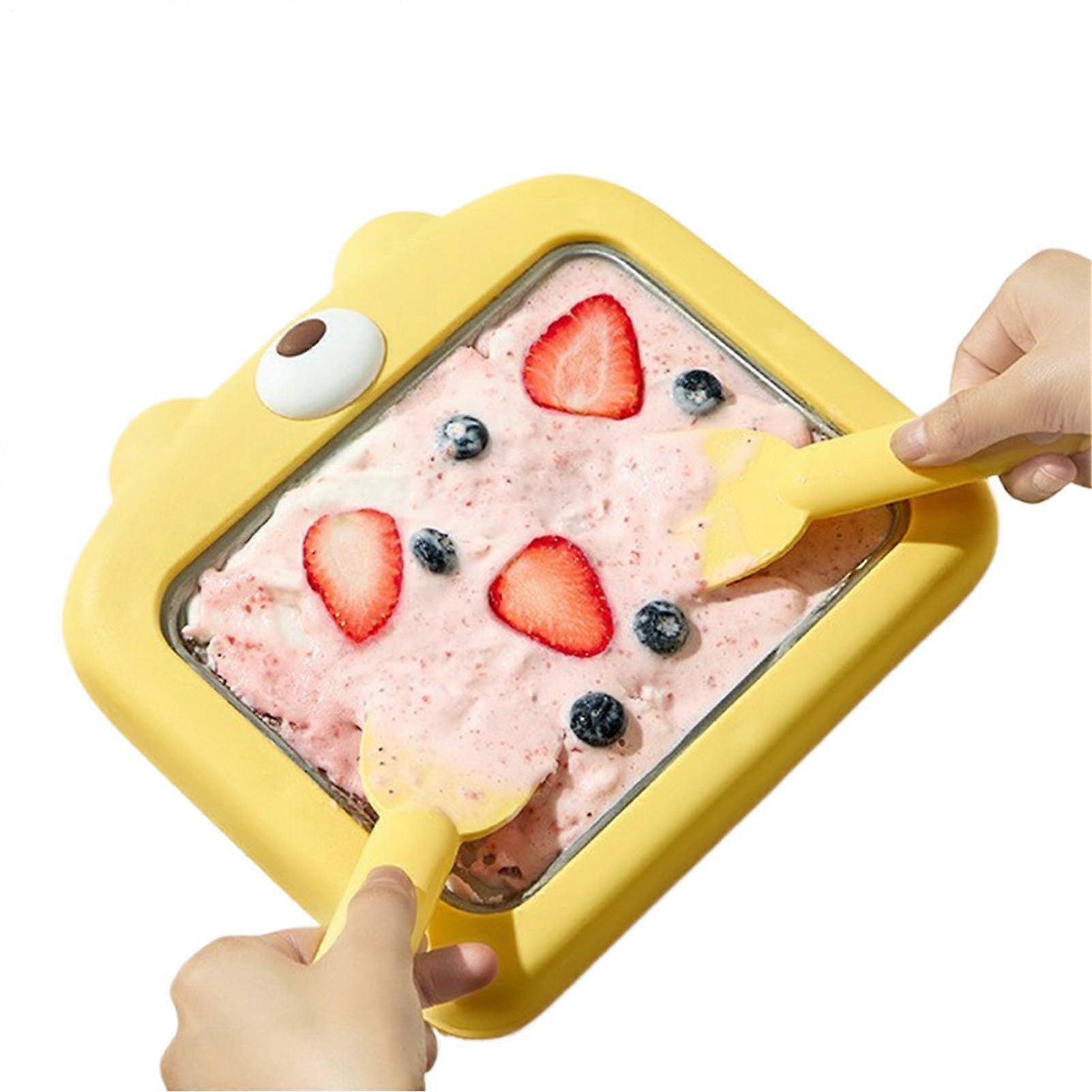 Ice Cream Rolling Machine, Non-Electric 24 x 4.4 x 22 cm Cooling Plate, Compact Yogurt Maker with Spatula for Family Fun