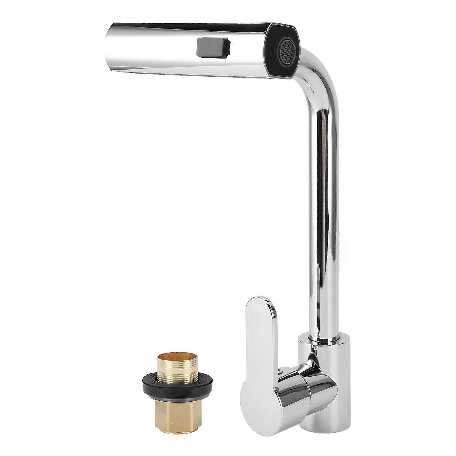 Function Rotatable Sink Faucet Single Handle Pull Down Sprayer Kitchen Faucet Hot and Cold Water Tap for Home Silver