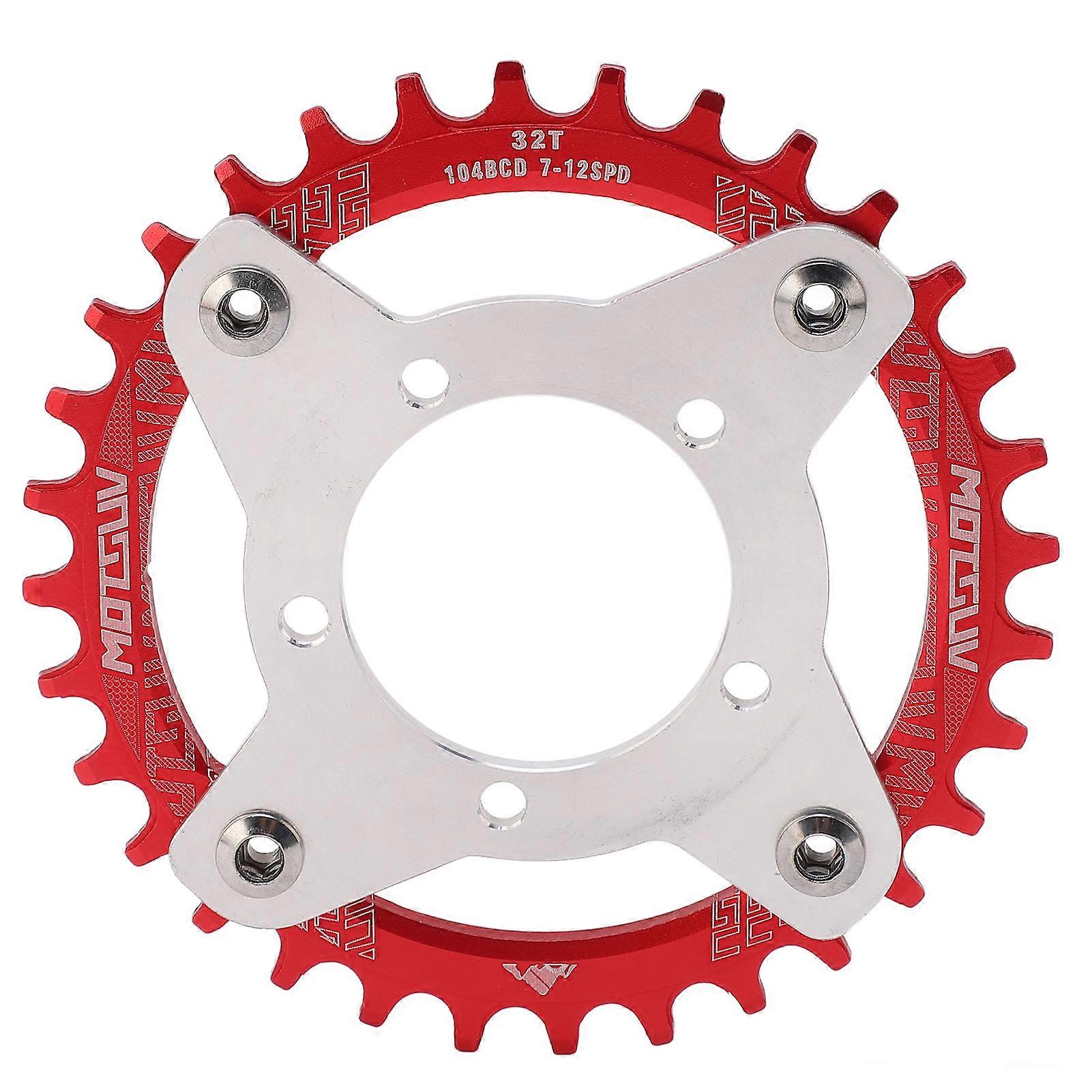 104BCD Sprocket Adapter Aluminum Alloy 32T CNC Cutting Bicycle Chainring for BBS01 E-bike Mid Drive Motor Red