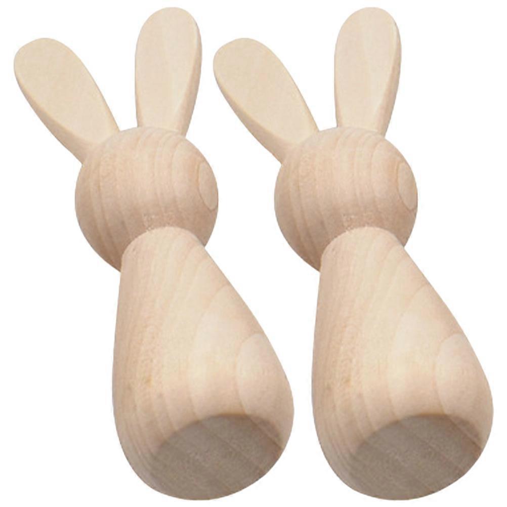 Rabbit Toys For Bunnies Diy Graffiti Office Desk Wooden Bunny Doll 2Pcs