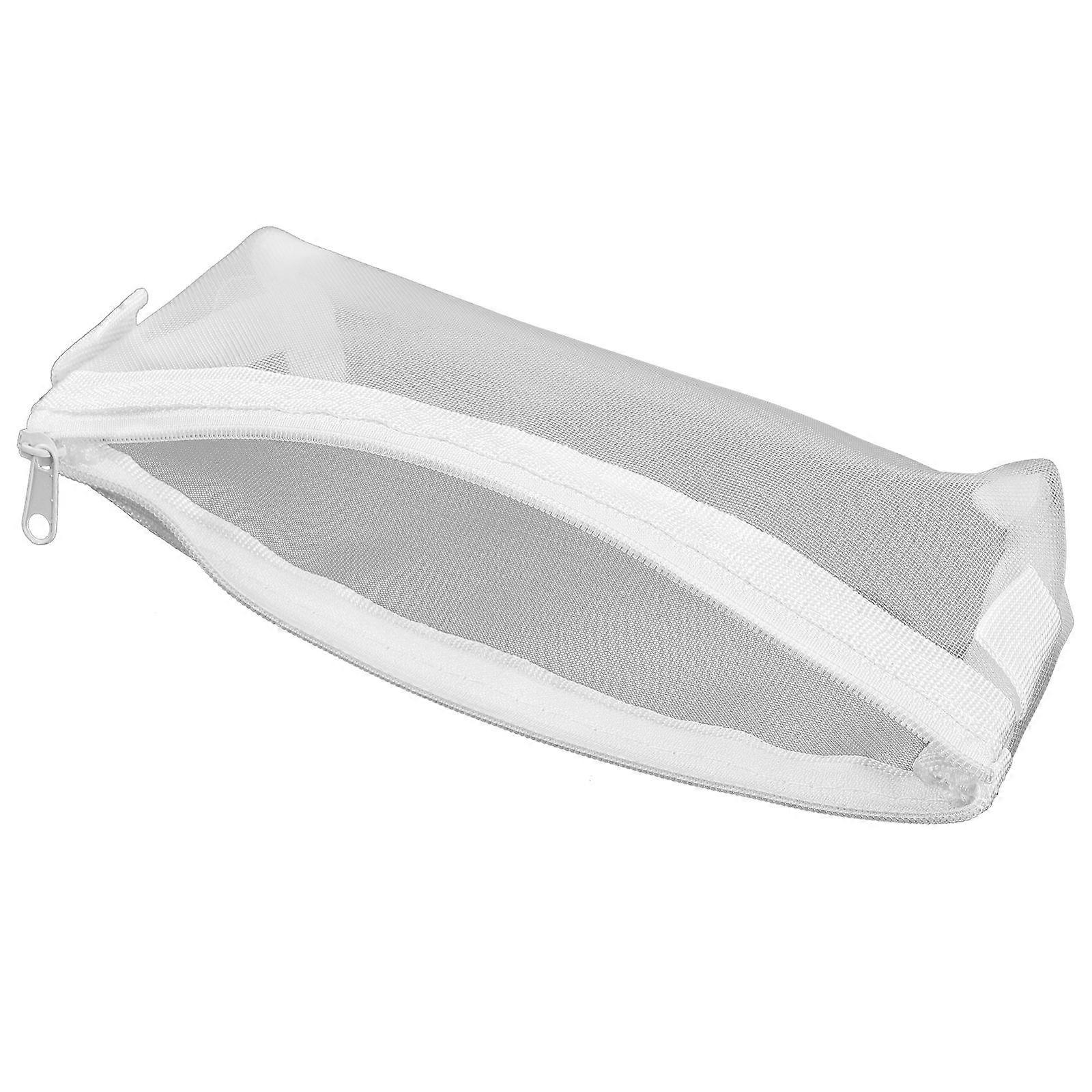 Portable Office Organizer Mesh Pencil Case General Users Daily Use Rectangular Simple Design White 20x8.5cm 1Pcs