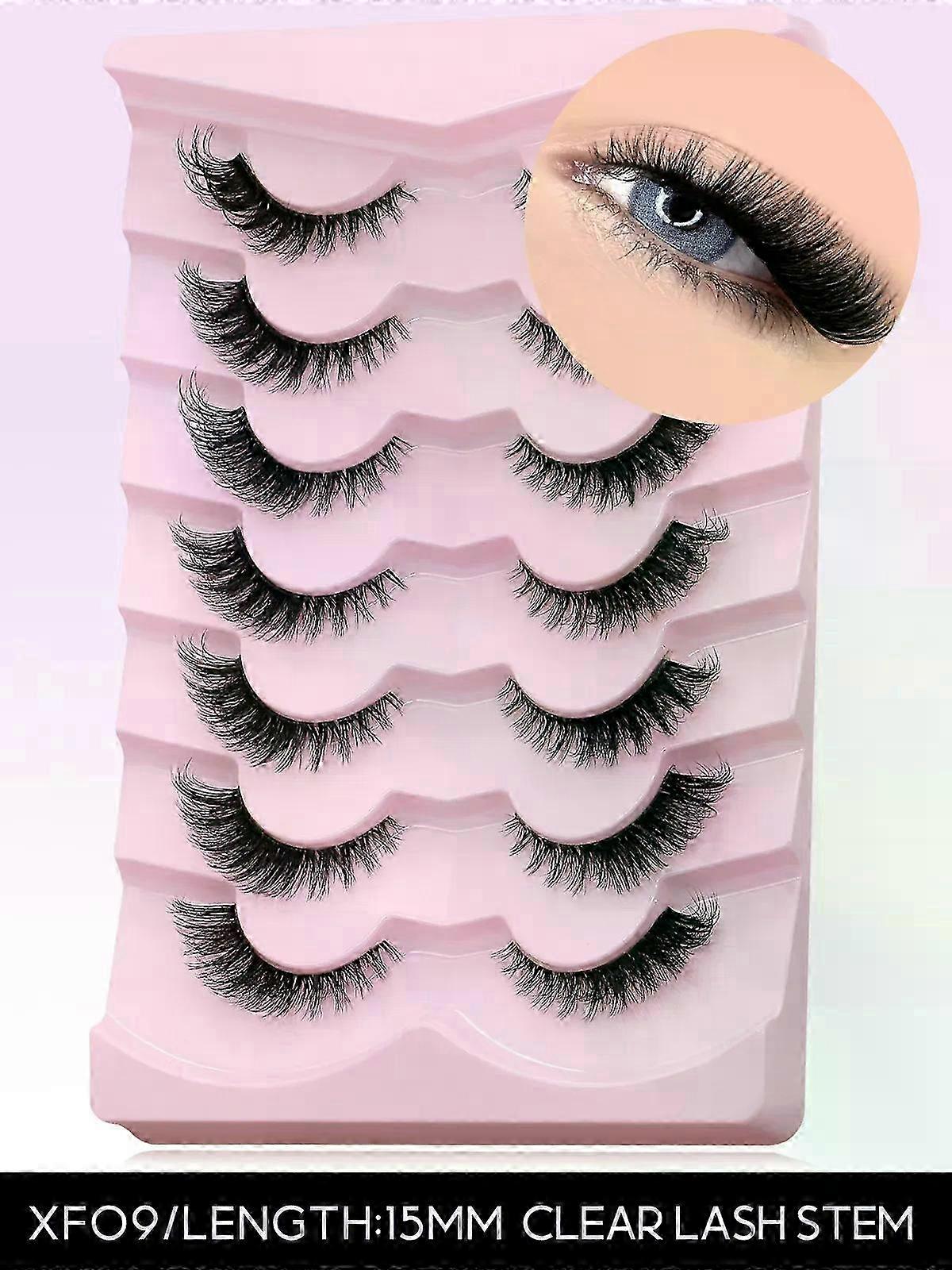Natural Long Clear Band Cat Eye Lashes with Winged End Faux Mink Eyelashes for Makeup