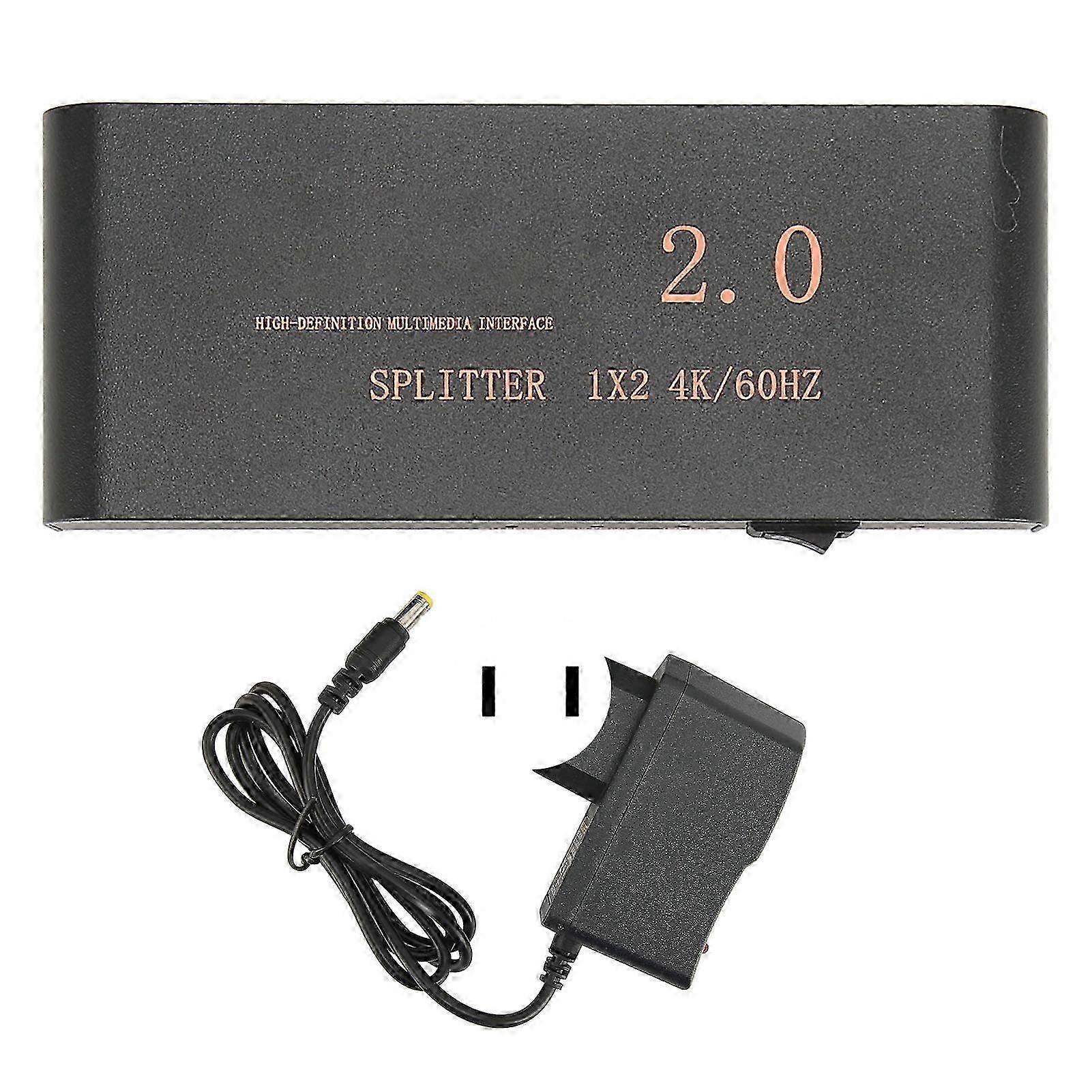 HD Multimedia Interface 1x2 Splitter 4K 60Hz 18.2Gbps Distributor Box 100-240V US Plug