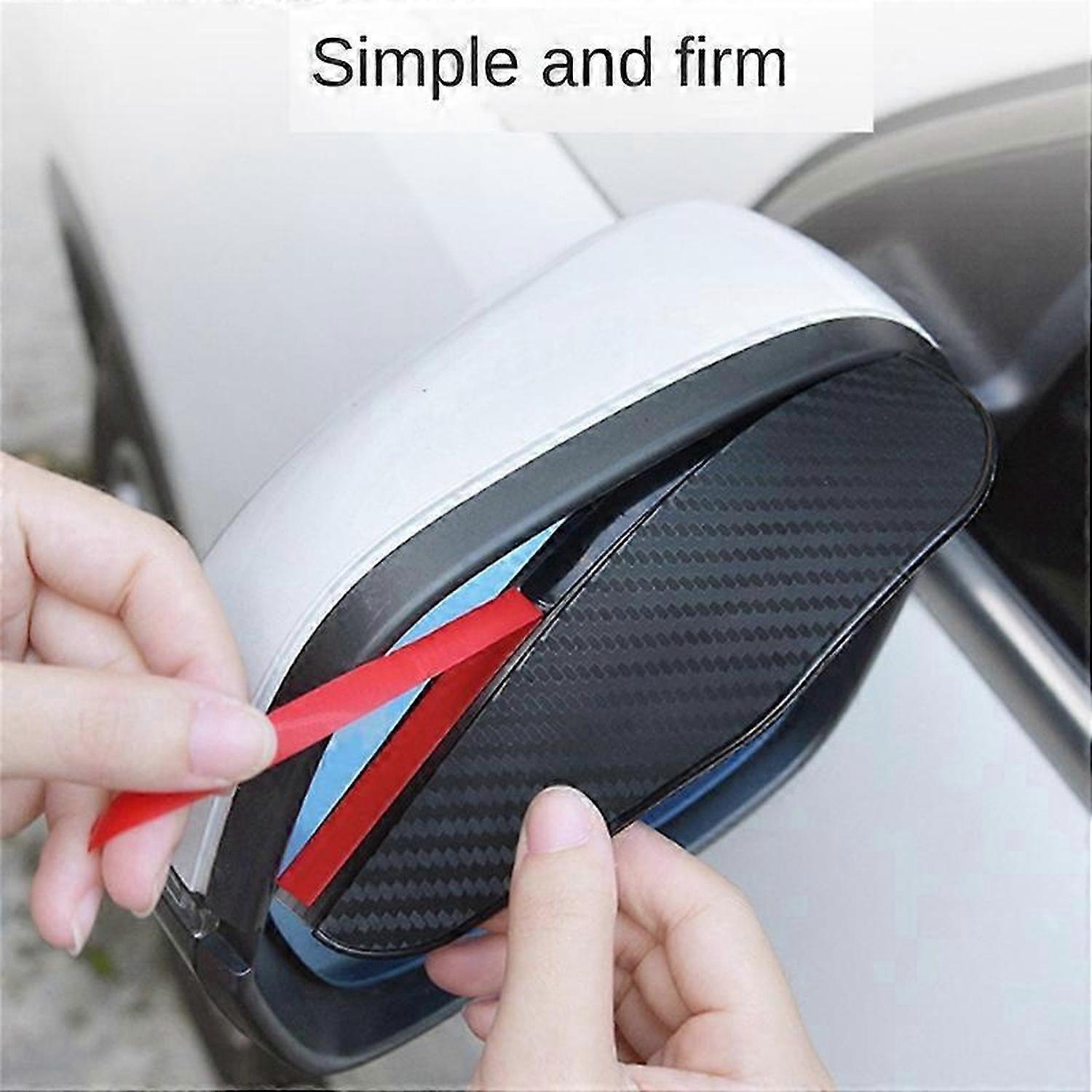 2Pcs Rainbrow Thickened Carbon Fiber Texture Rearview Mirror Weather Shield Universal for Cars, Truc