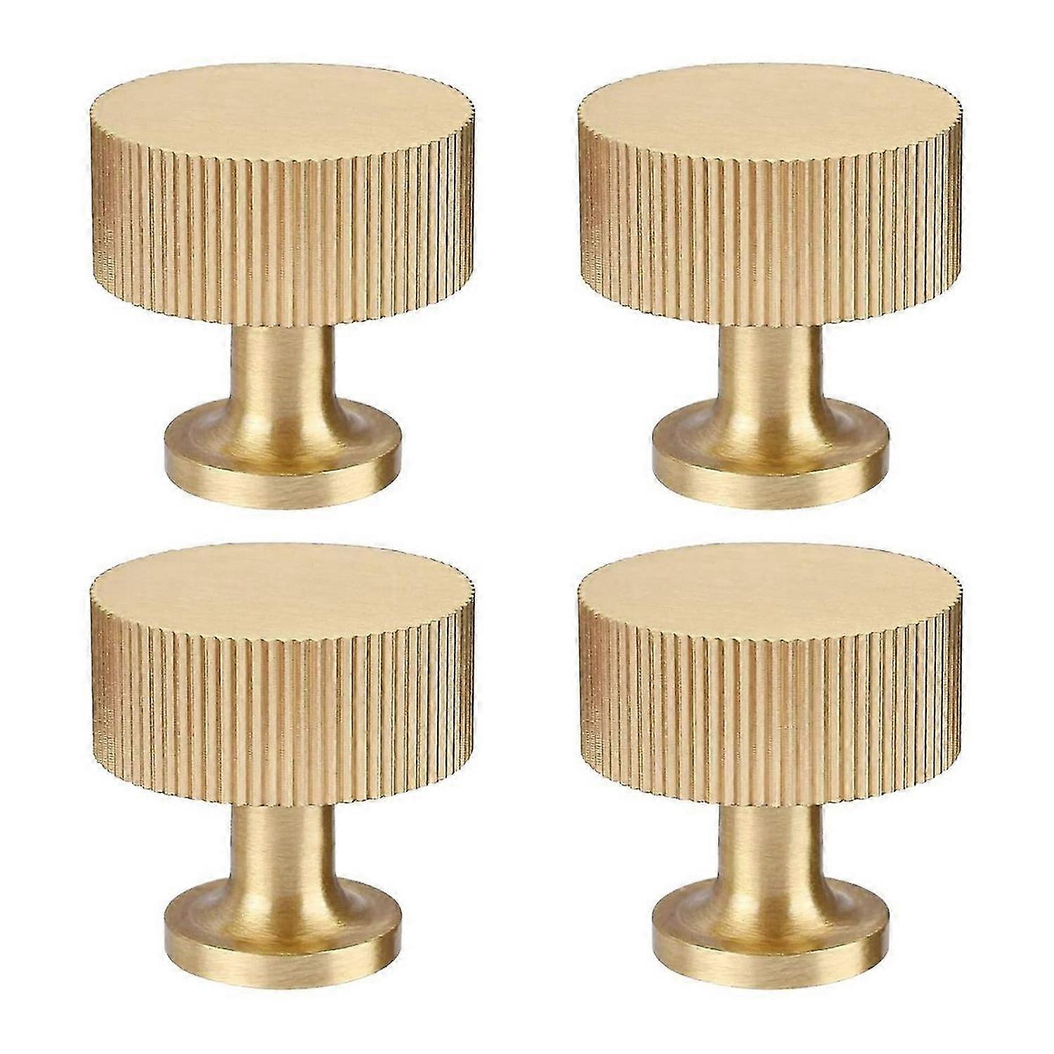 4Pcs Solid Brass Cabinet Knobs Pulls Cabinet Drawer Dresser Gold Knobs Modern Handles Knobs(1x1Inch/