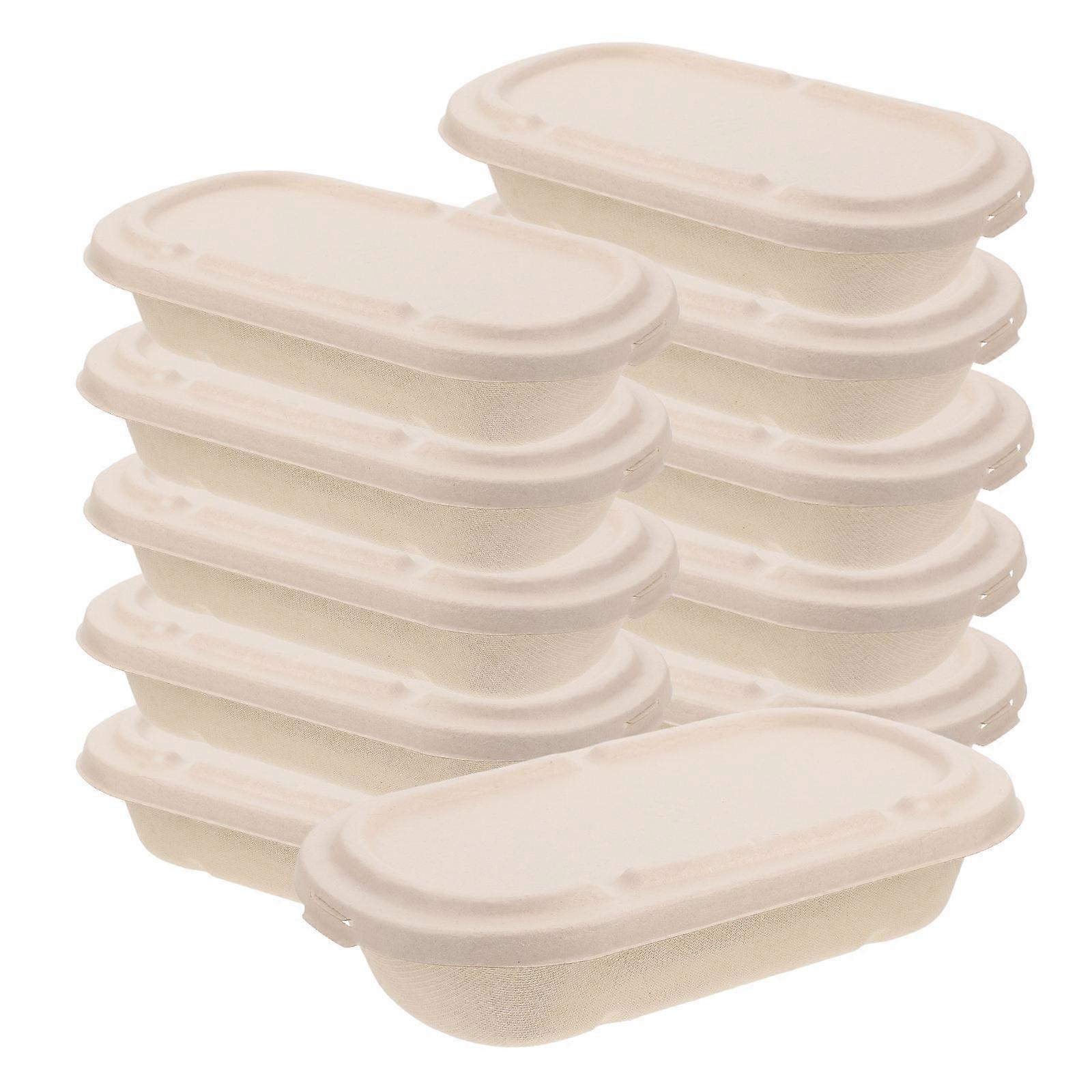 Pulp Food Container Takeout Food Box Portable Meal Carrying Freshness Preservation Khaki 24.20X13.60X1.60CM 25 Sets