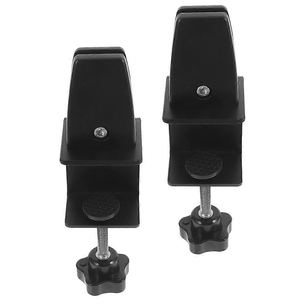 Adjustable Aluminum Desk Partition Clamps 2pcs Black Mounting Brackets for Office Workspace Divider Screens No Drill Damage Privacy Panel Holders