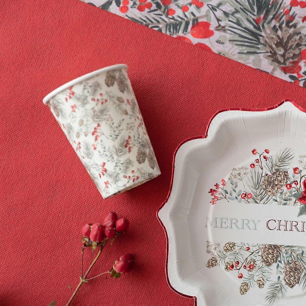 Red Poinsettia Paper Cups x10