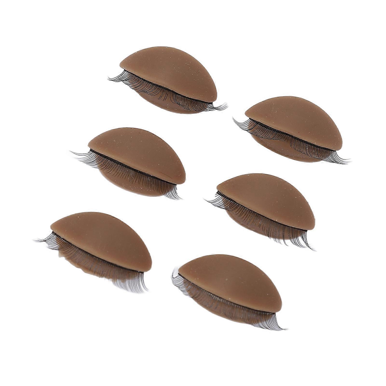 3 Pairs Replacement Eyelids for Mannequin Head Eyelash Extension Practice Removable Eyelids with Eyelashes Coffee 