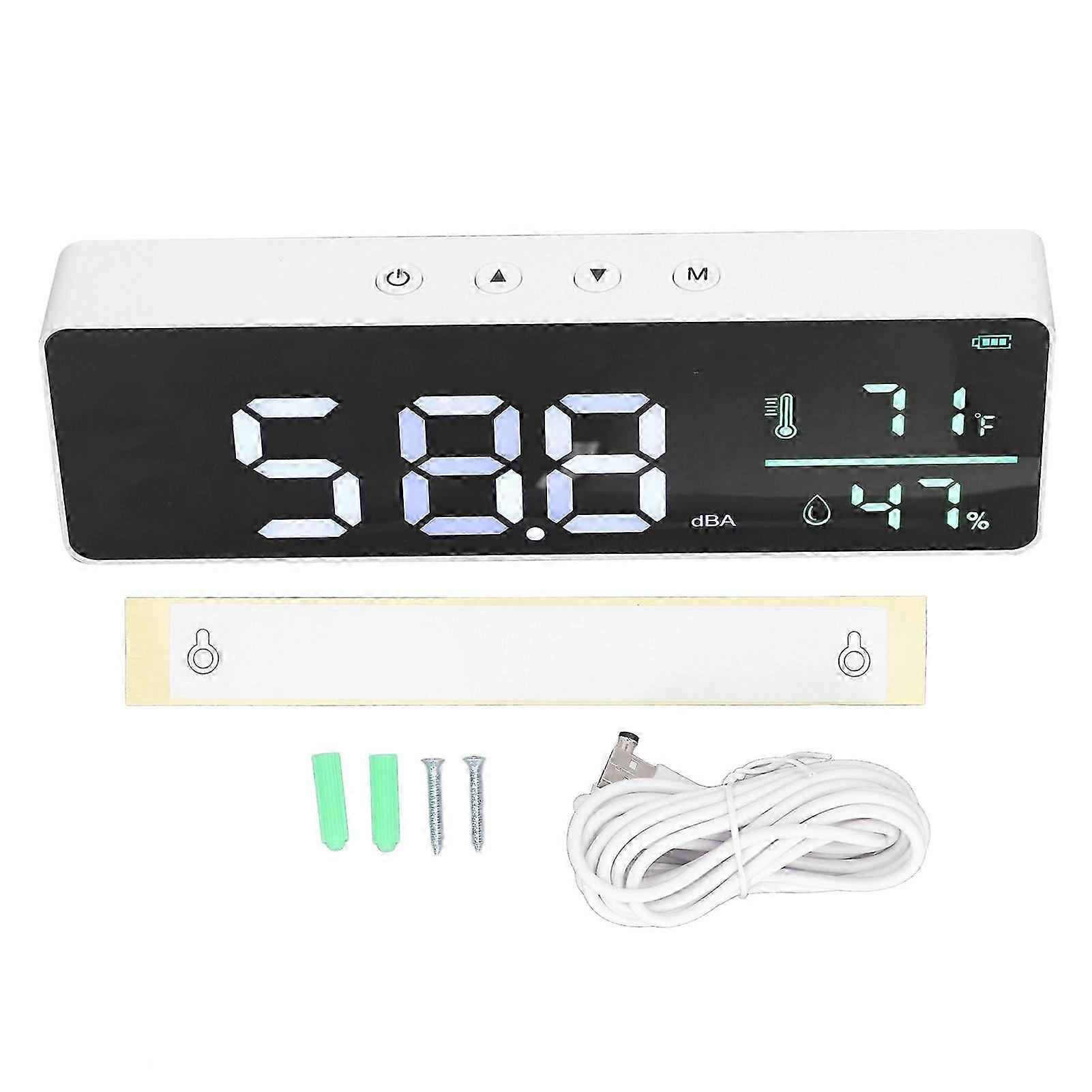 3 In 1 Decibel Meter 30 to 130dBA LED Wall Mounted Sound Level Reader with Humidity and Temperature Measurement