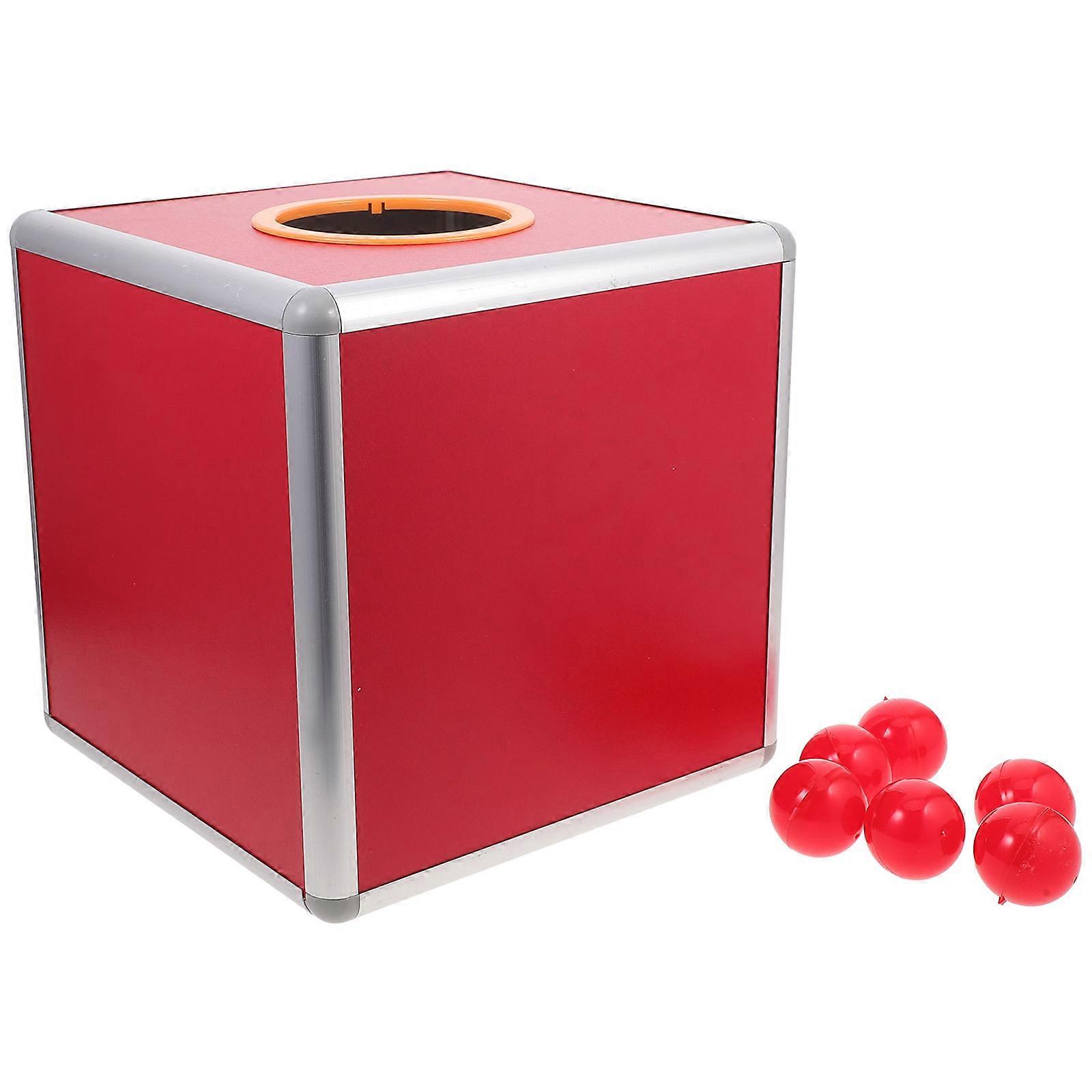 Red Raffle Ticket Box with Red Balls for Fundraising, Donation, Voting, and Suggestion Collection – Cardboard Charity Ballot Box for Parties and