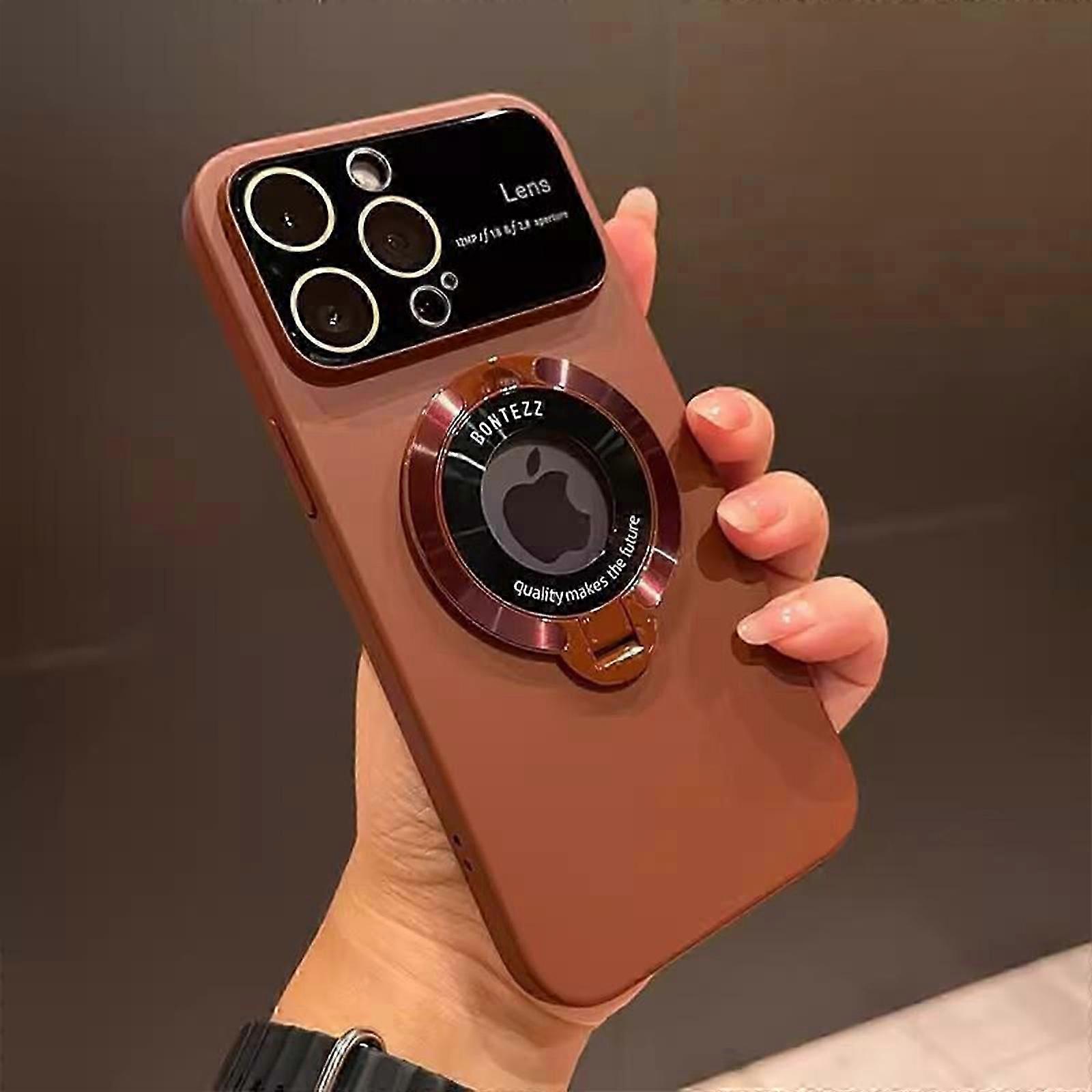 Case Compatible with iPhone 15 Pro Max, Large Window Phone Case Leak Label Magnetic Bracket for 15Pro max