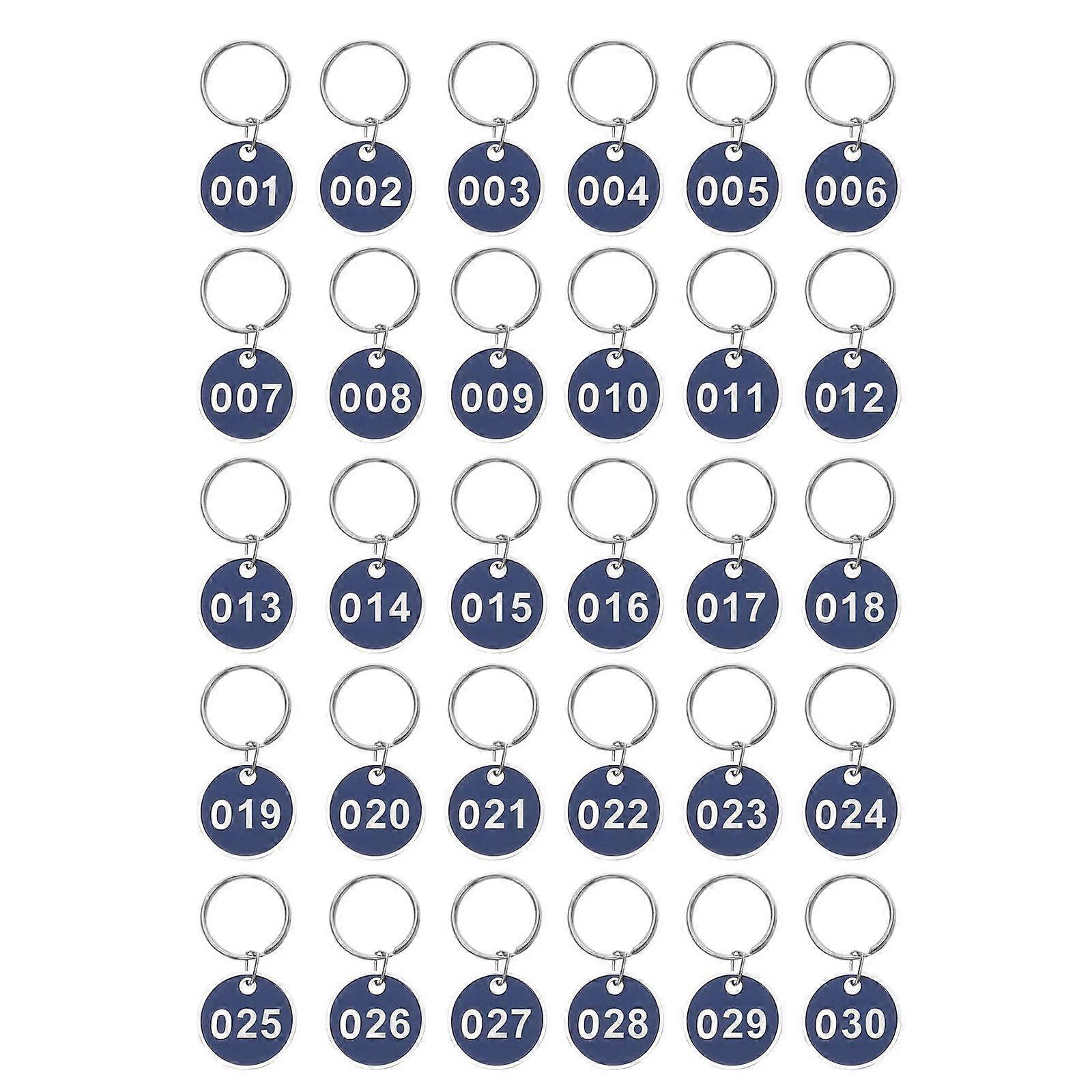1セット実用的なアルミニウム金属番号プレート荷物IDタグホームオフィスホテル用キーホルダーラベル(ブルーネバー1-30各1)
