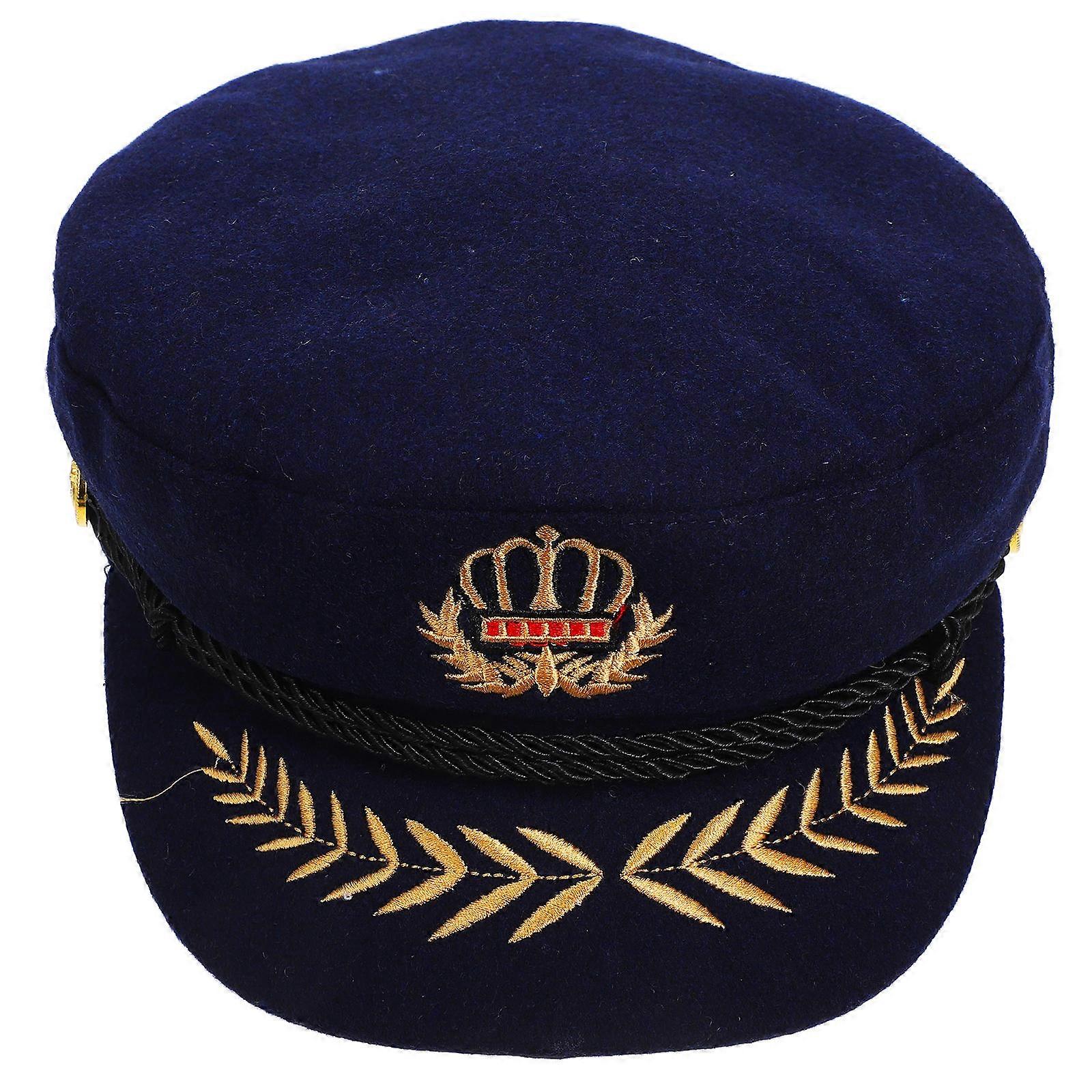 Cosplay Captain Hat Yacht Captain Hats For Decoration Stage Performance Captain Hat Worsted Nylon 1Pack