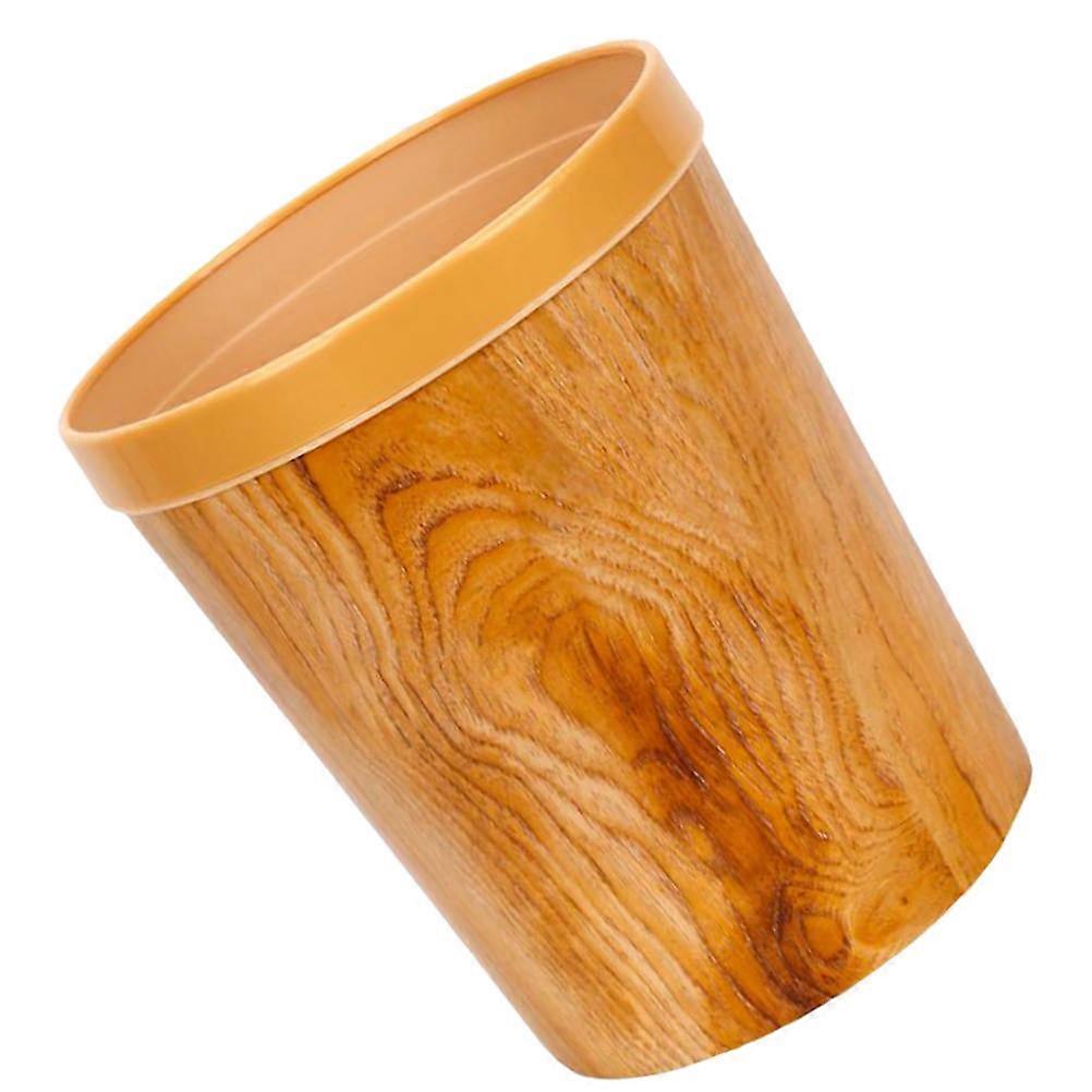 Modern Wood Grain Bin Storage Basket Trash Container For Home Office Use 12L 1Set