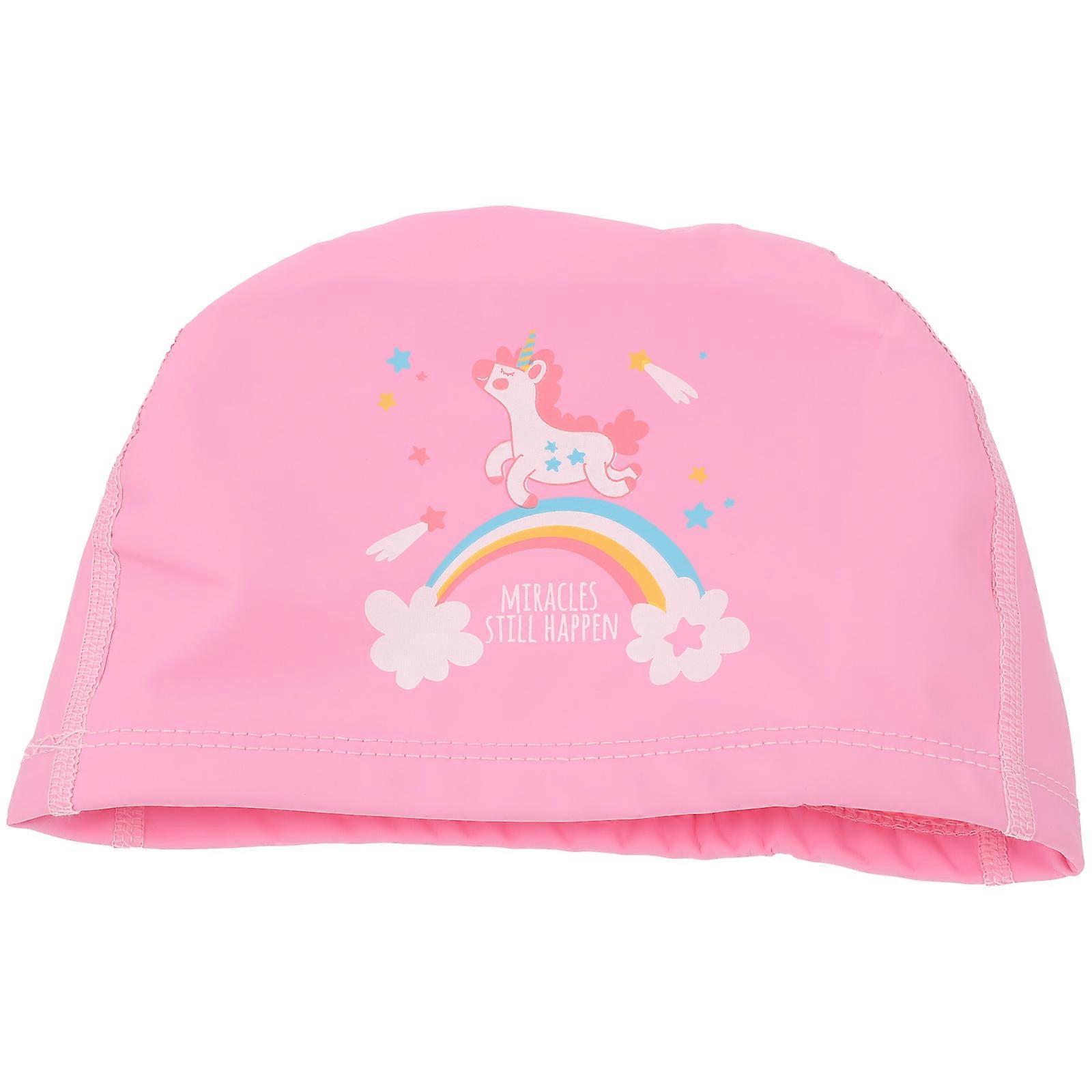 Childrens Swim Cap Polyester Spandex PU Coating Hair Dryness Swimming Pool 1Set
