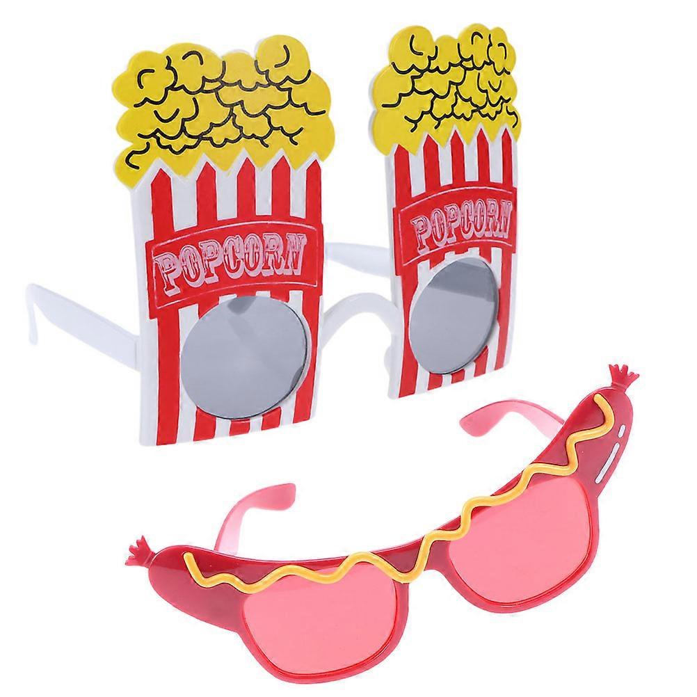 Wizard Glasses Masquerade Eyeglass Frame Party Decoration Hot Dog Shape Assorted Color Costume Accessory 2Pcs 1Set