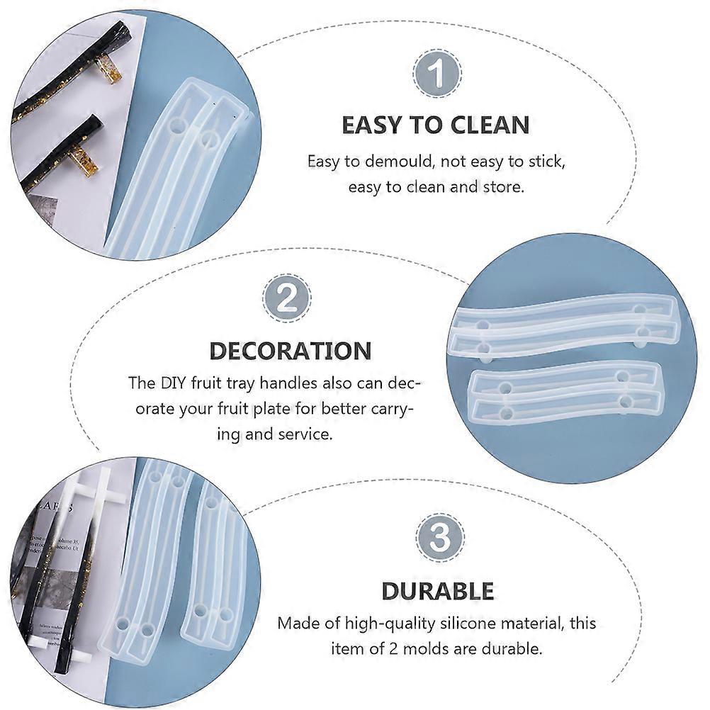 Silicone Fruit Tray Handle Mold 2PCS   Durable Flexible Epoxy Resin Mould for Decorative Serving Trays   Easy to Use and Clean Casting Mold