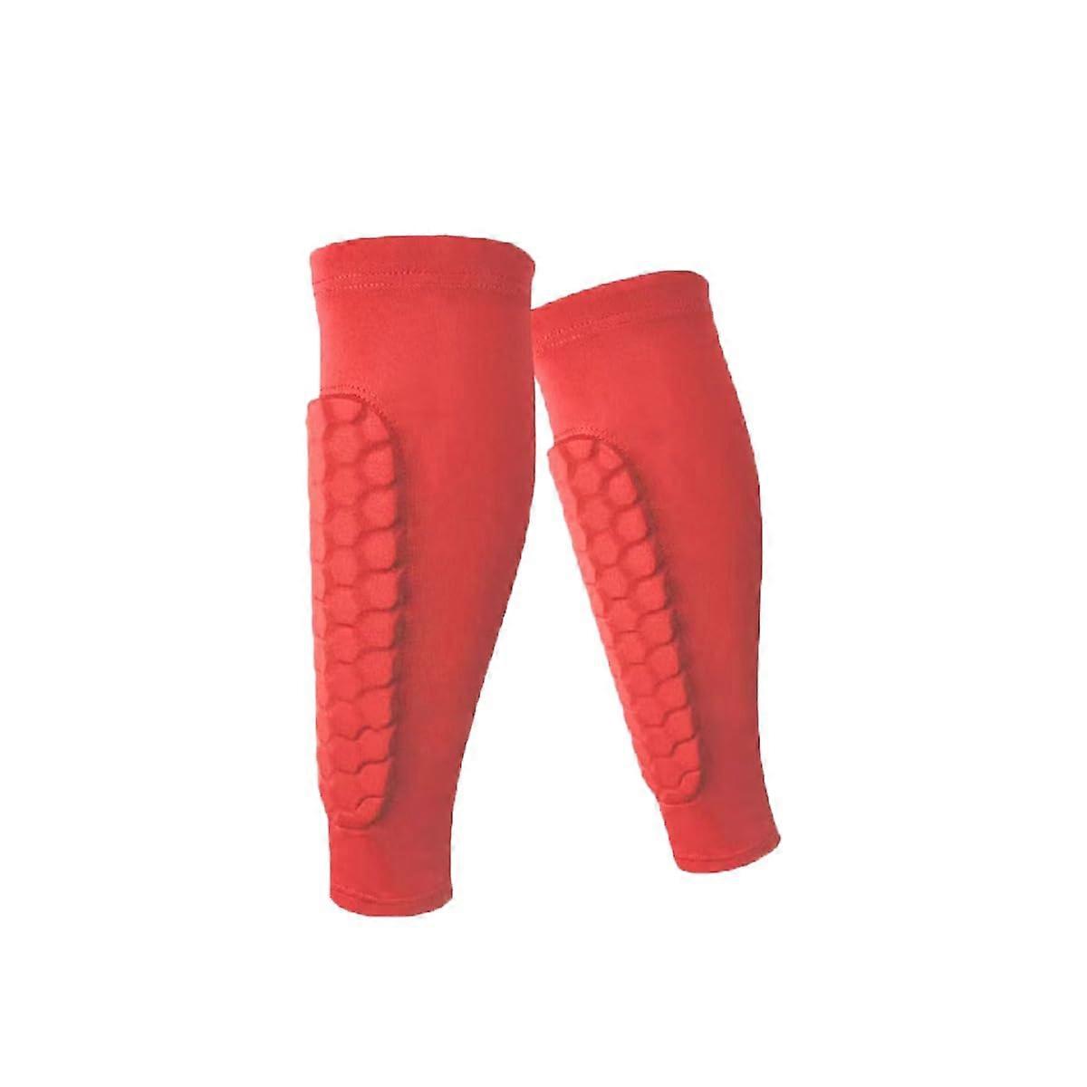 Frost Armours Ski Shin Guards, Shin Pads with Honeycomb Pads, , Youth, Adults, Football, Long, Breathable, Elastic red S