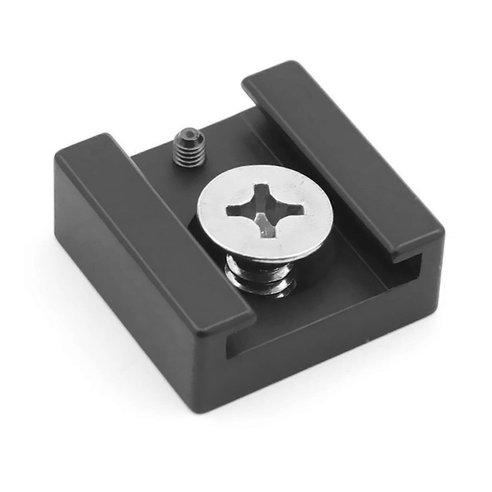 Cold shoe adapter with 6.35mm threaded mount for DSLR camera cage monitors, LED lights, microphones, flashing camcorders
