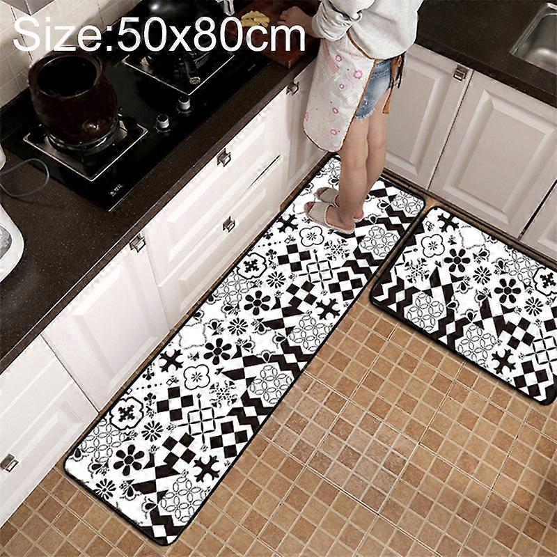 Geometric Lattice Carpet Kitchen Bath Antiskid Mat 50x80cm