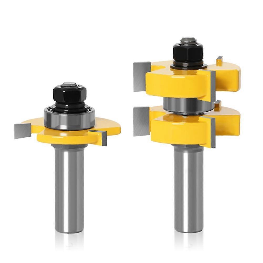 2 pieces 1/4 shank 1/2 shank 3tooth Tshaped square tooth tenon cutter, for wood cutter, power tools, woodworking router bits (6.35x35mm)