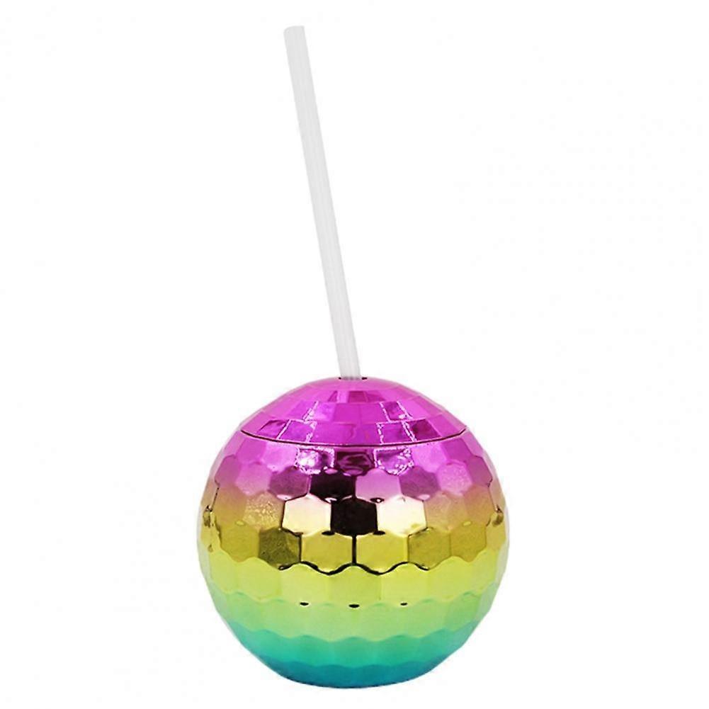 Flash Electroplated Ball Cup Round Ball Straw Plastic Cup Rainbow Color