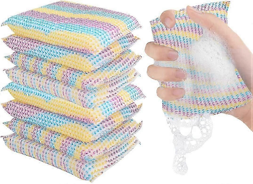 8 Pack Reusable Kitchen Sponges for Dishes and Bathroom Cleaning, Scouring Sponges for Daily Use