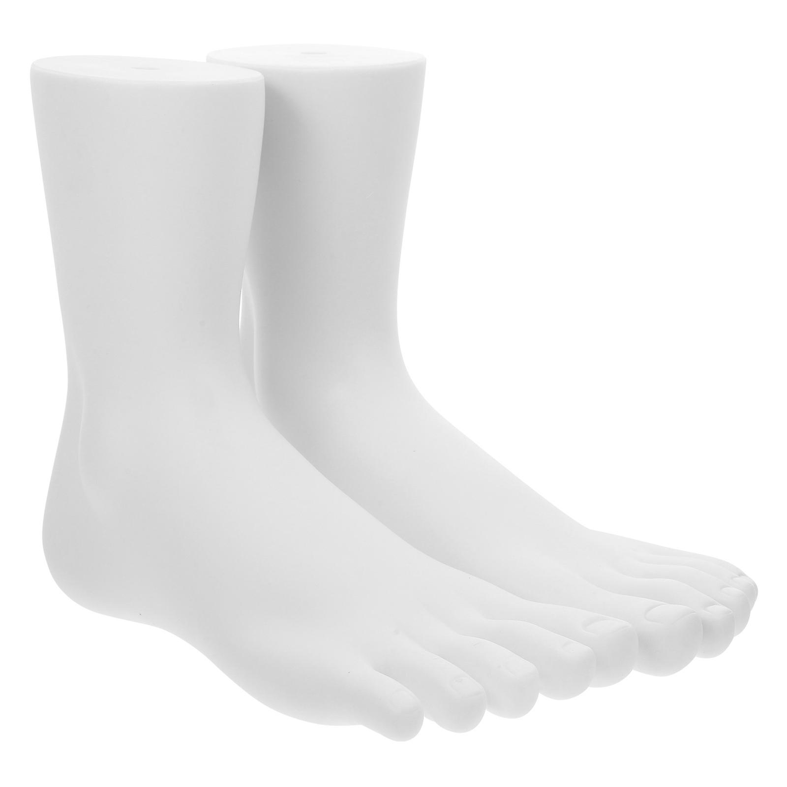 2pcs White Plastic Five Toe Foot Model Display Stand Lightweight Mannequin for Jewelry Socks Shoes Retail Store Photography Props