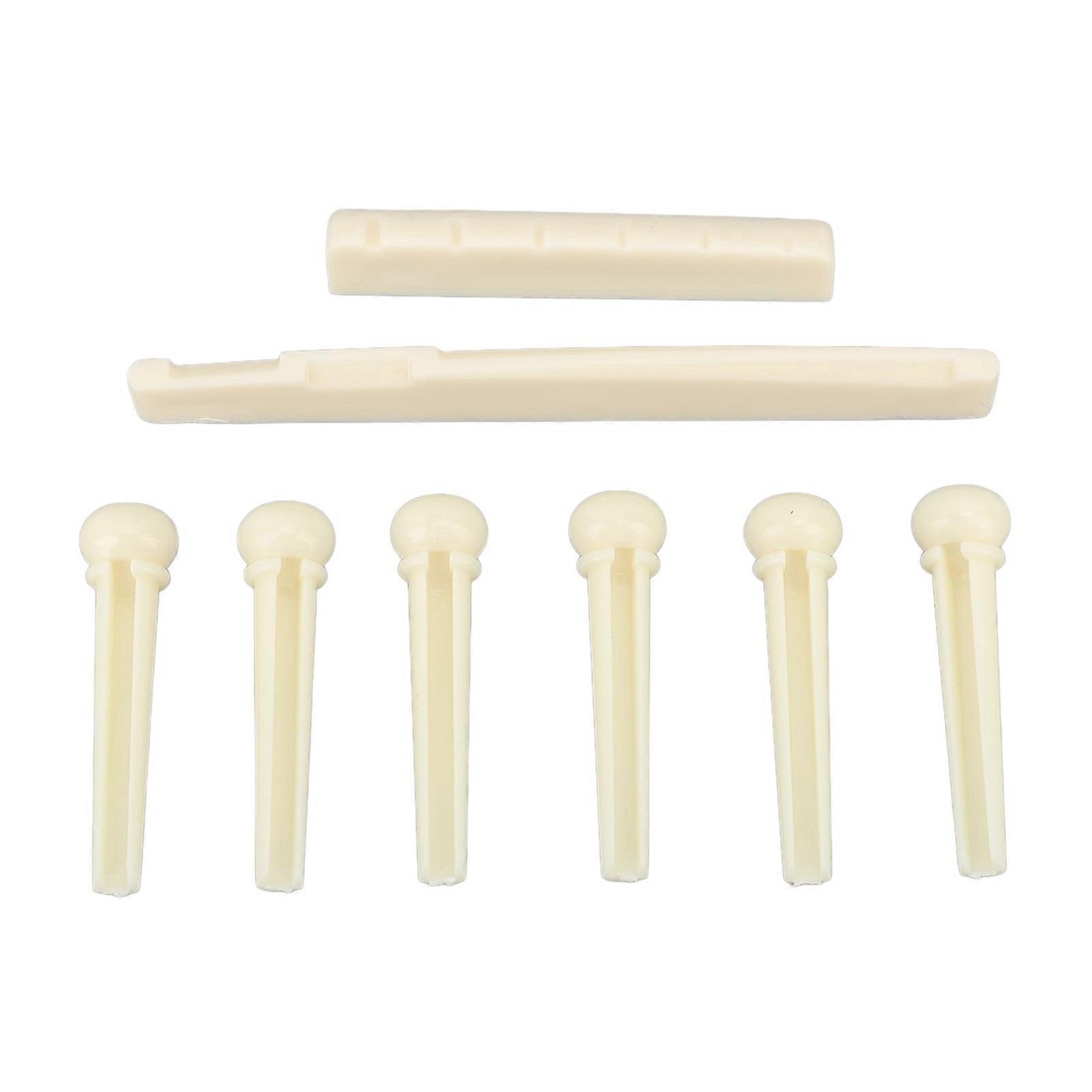 Acoustic Guitar Bridge Set Nut Saddle String Pins Plastic Instrument Accessories for Playing