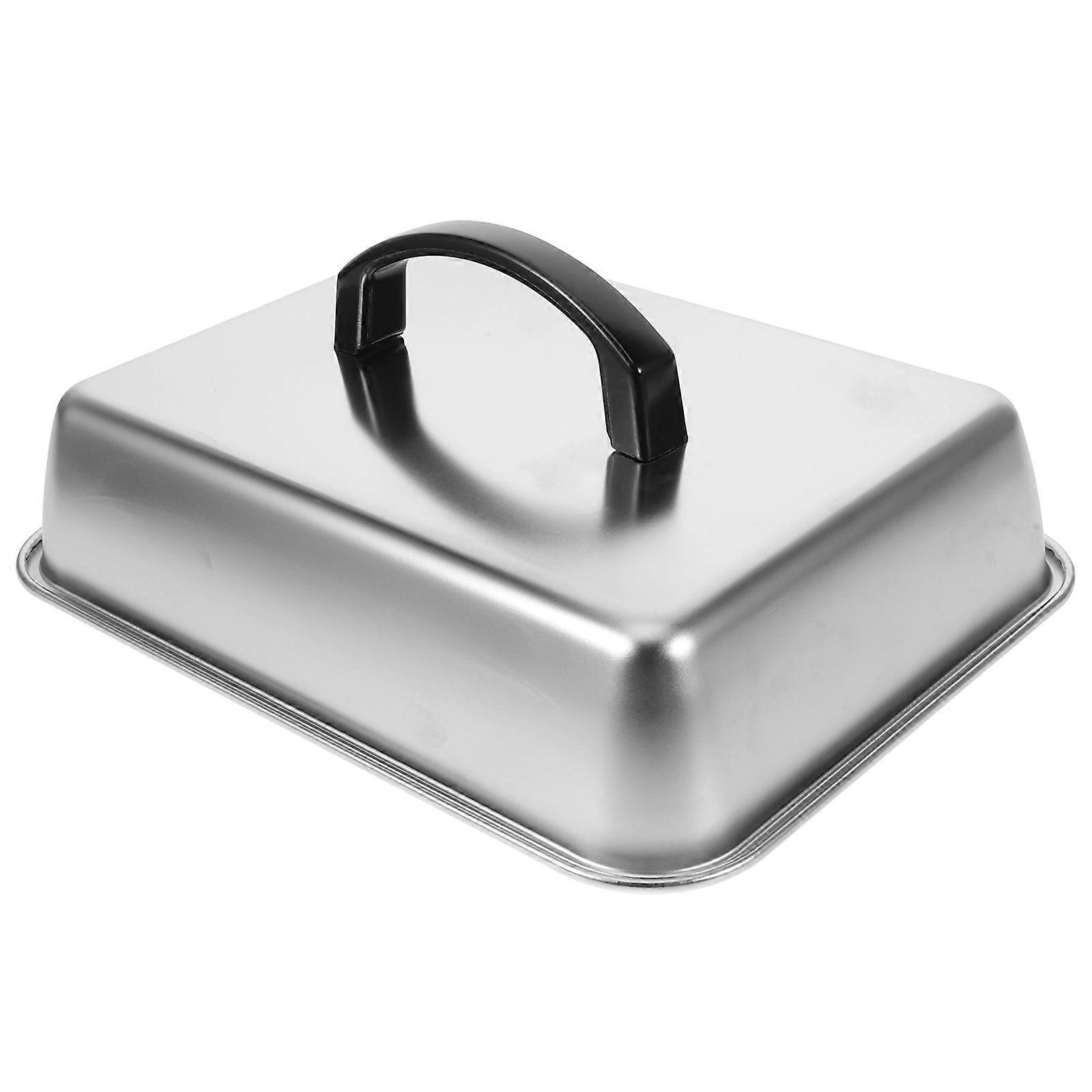 Griddle Accessories Metal Basting Cover Lid Rectangular For Bbq Grill Cooking Kitchen Outdoor Use Heat Distribution Silver 10.2X7.9X3.9in 1Pack