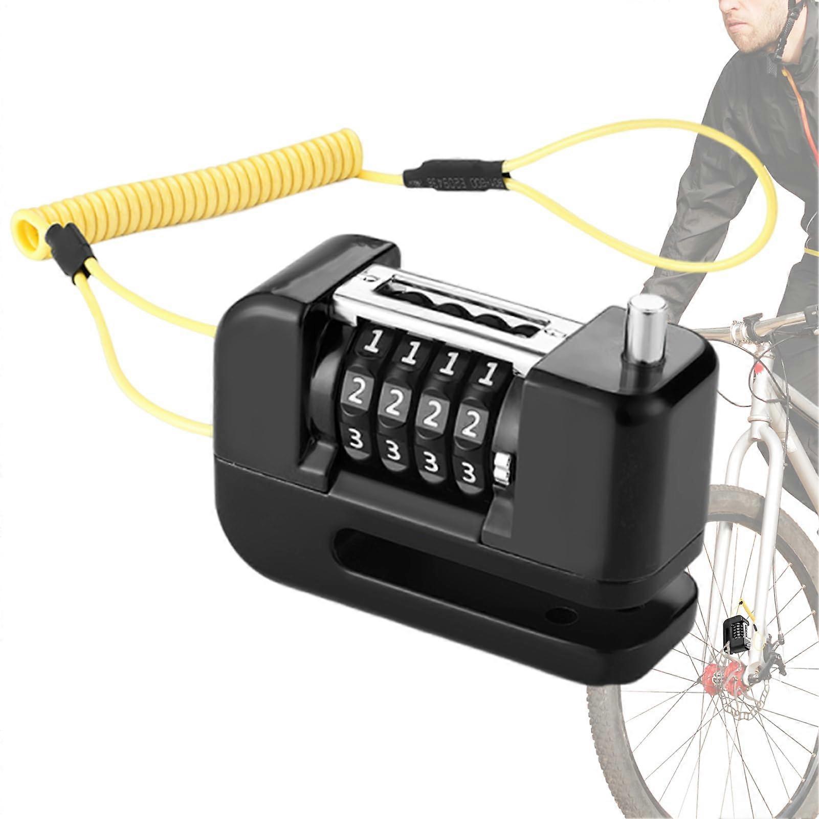 Antitheft bicycle brake lock, 4digit combination, waterproof, security devices, black
