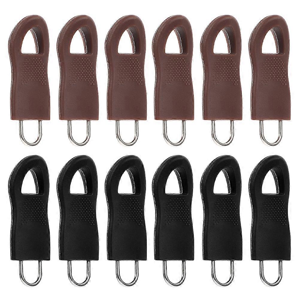 Replacement Zipper Pull Tab Alloy Zipper Handle Diy Projects Brown Detachable 12Pack